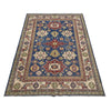 Kazak Rug Handmade Blue Medallion 7x10 ft