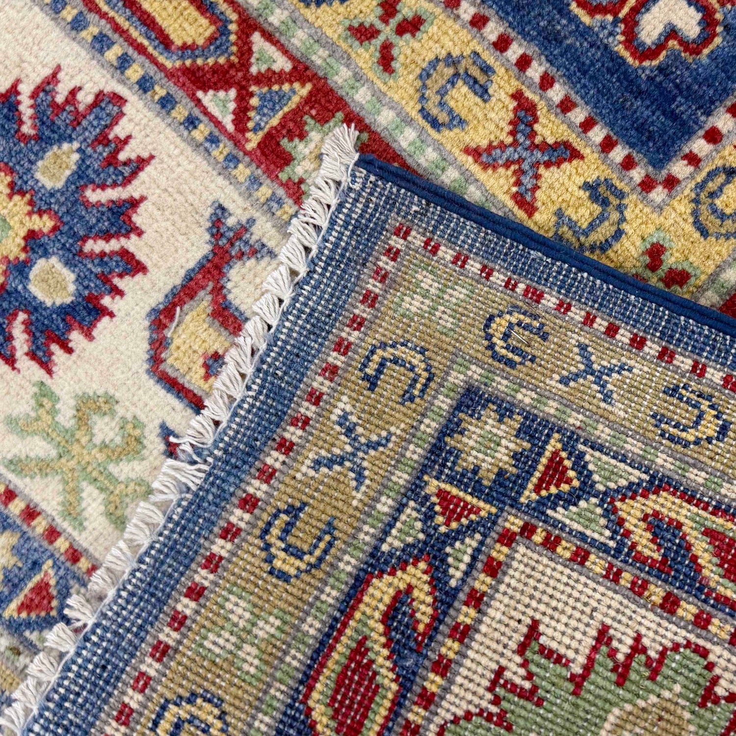 Kazak Rug Handmade Blue Medallion 7x10 ft