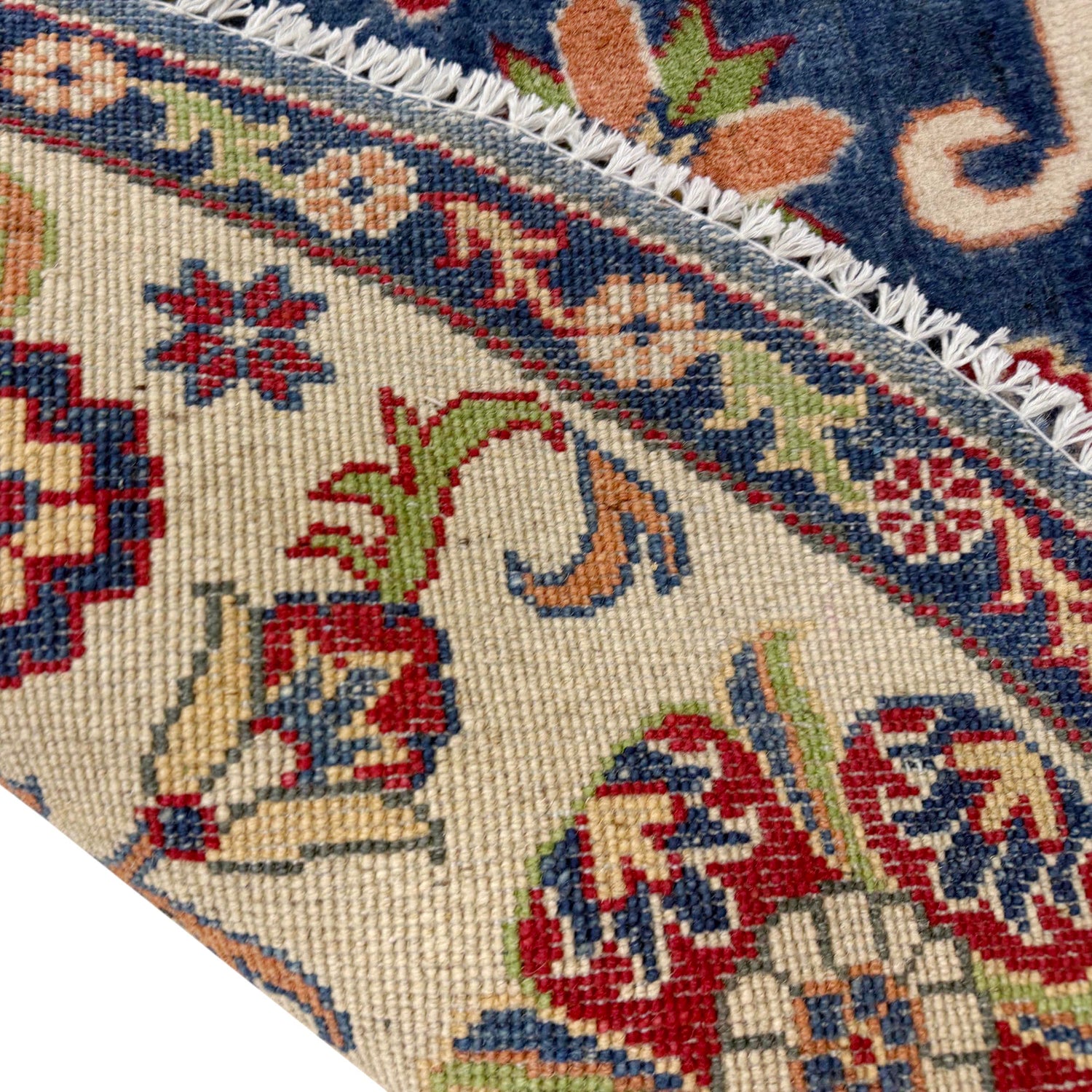 Kazak Rug Handmade Blue Medallion 6x6 ft