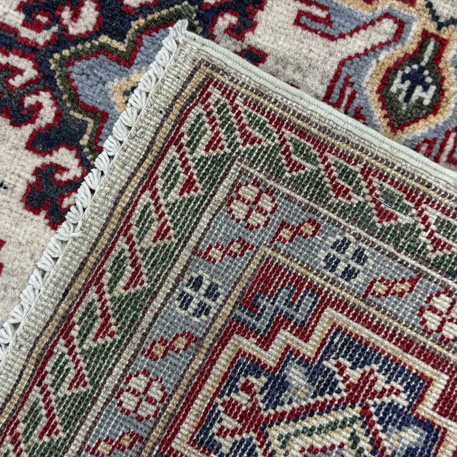 Kazak Rug Handmade Beige Medallion 6x9 ft