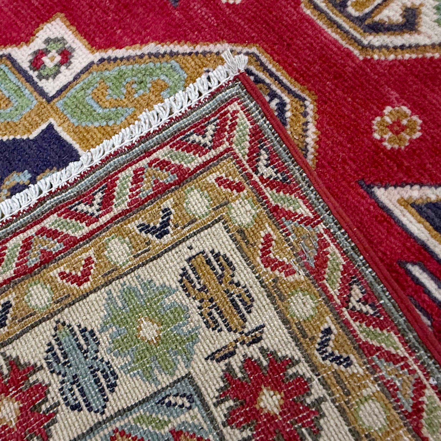 Kazak Rug Handmade Red Medallion 7x10 ft