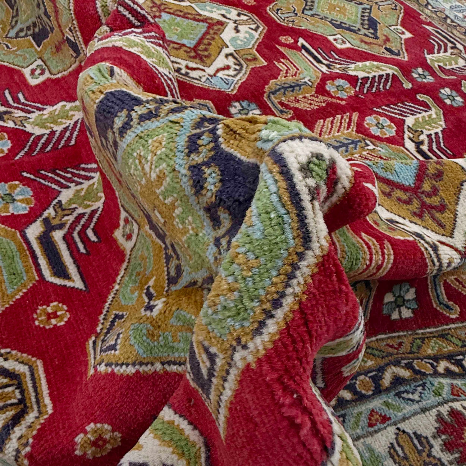 Kazak Rug Handmade Red Medallion 7x10 ft