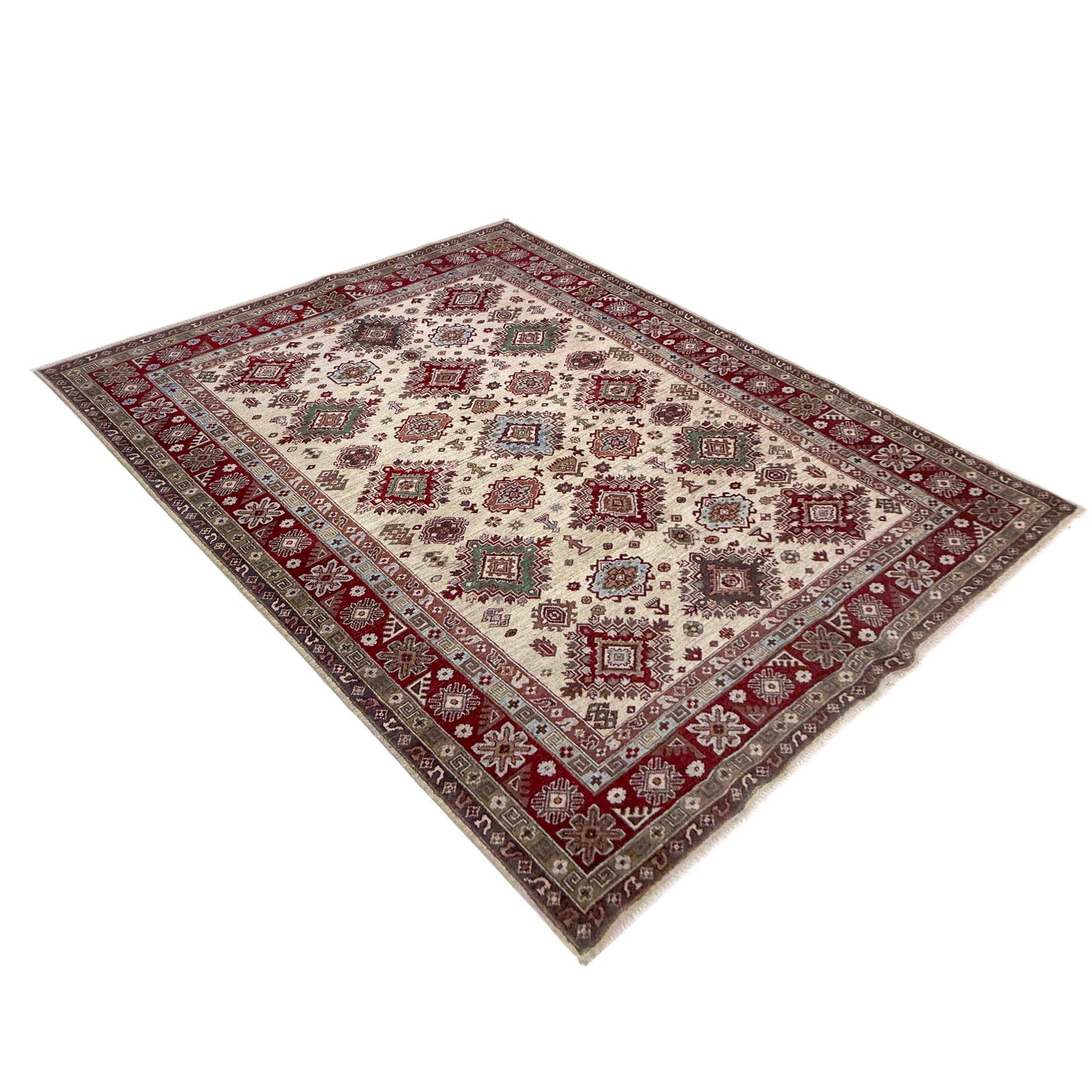 Kazak Rug Handmade Beige Medallion 7x10 ft
