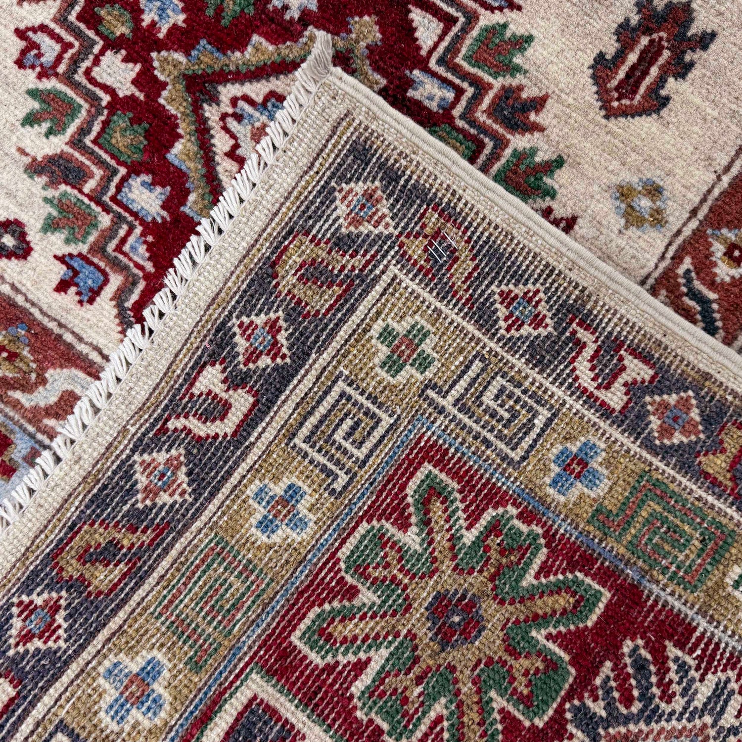 Kazak Rug Handmade Beige Medallion 7x10 ft