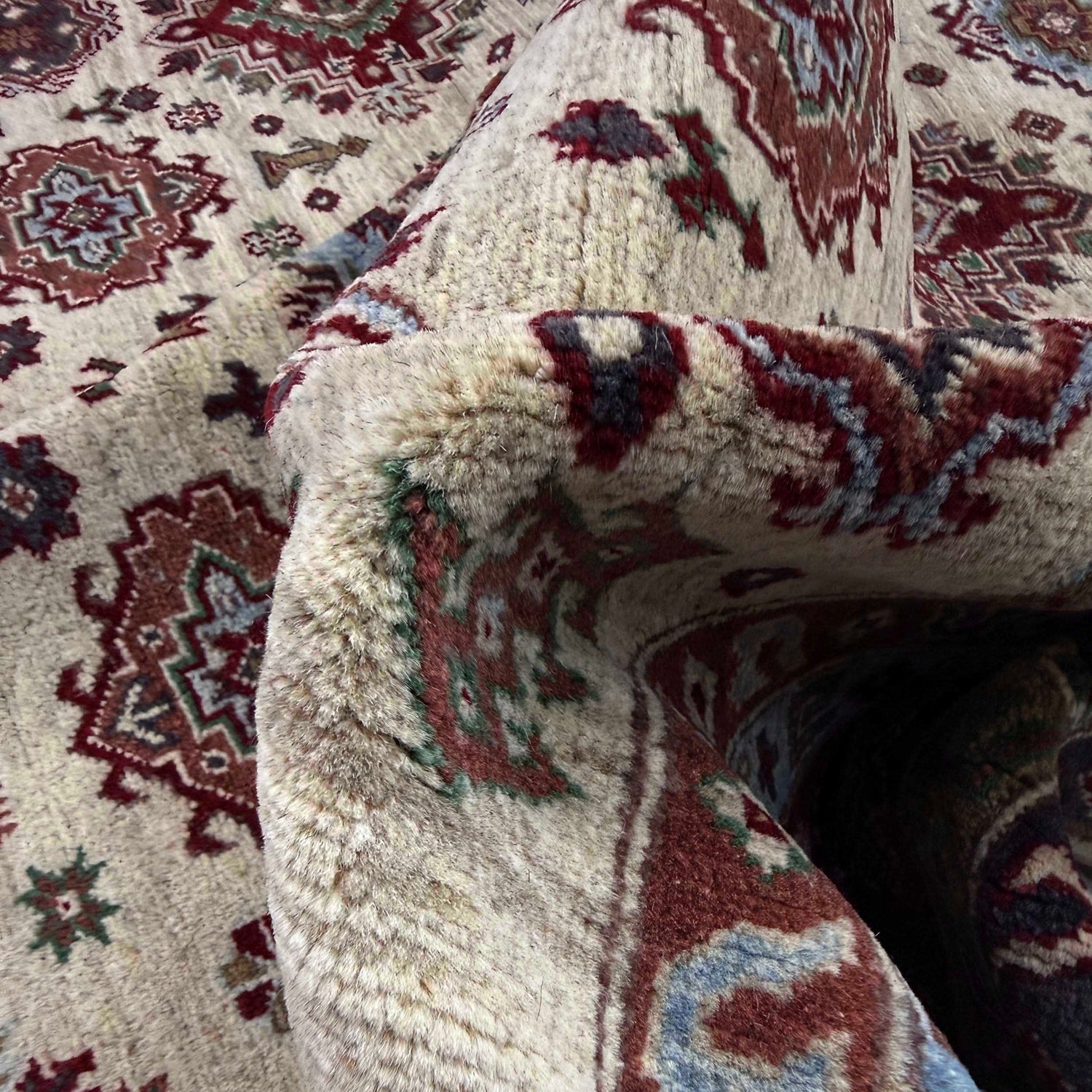 Kazak Rug Handmade Beige Medallion 7x10 ft