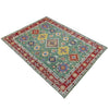 Kazak Rug Handmade Green Medallion 7x10 ft
