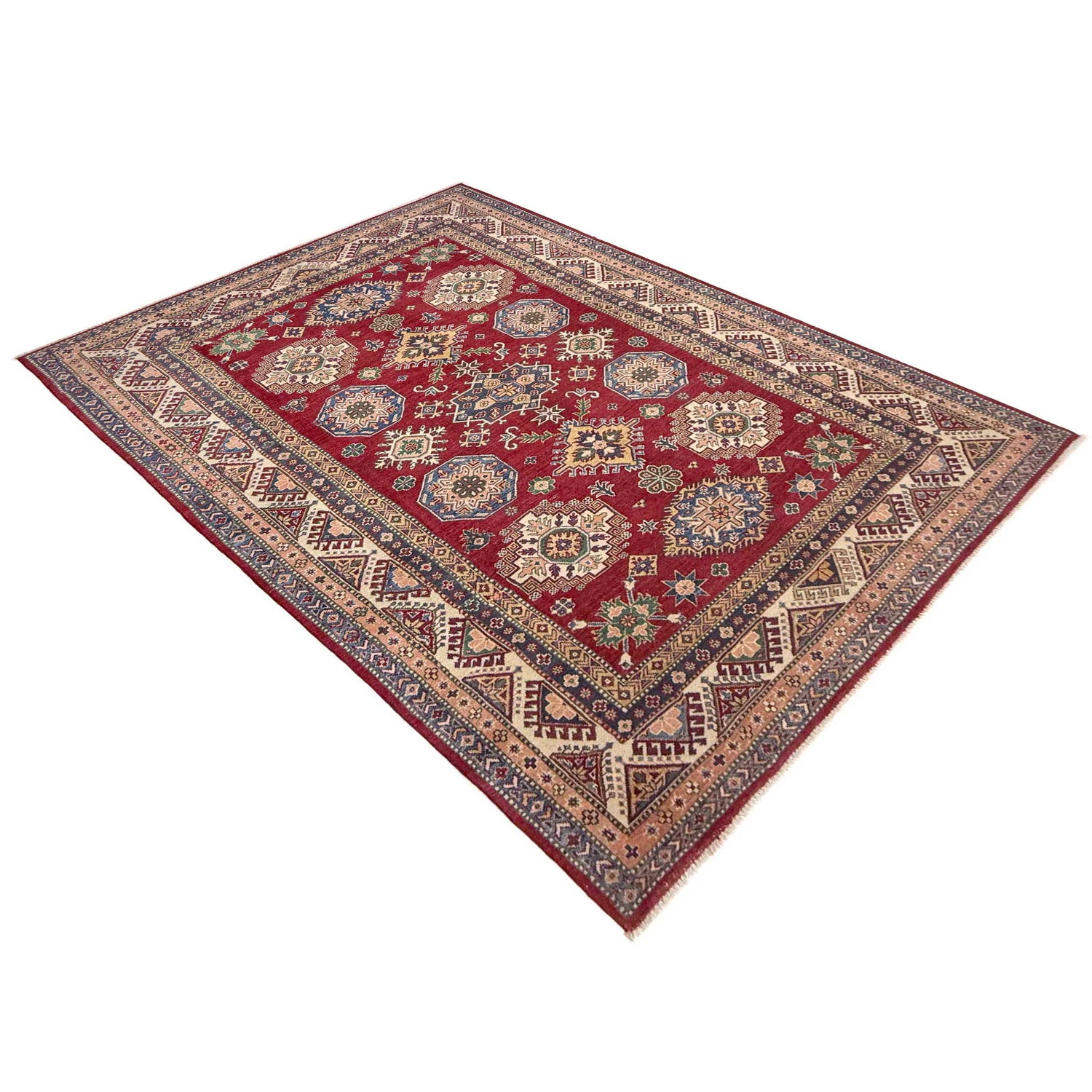 Kazak Rug Handmade Red Medallion 7x10 ft