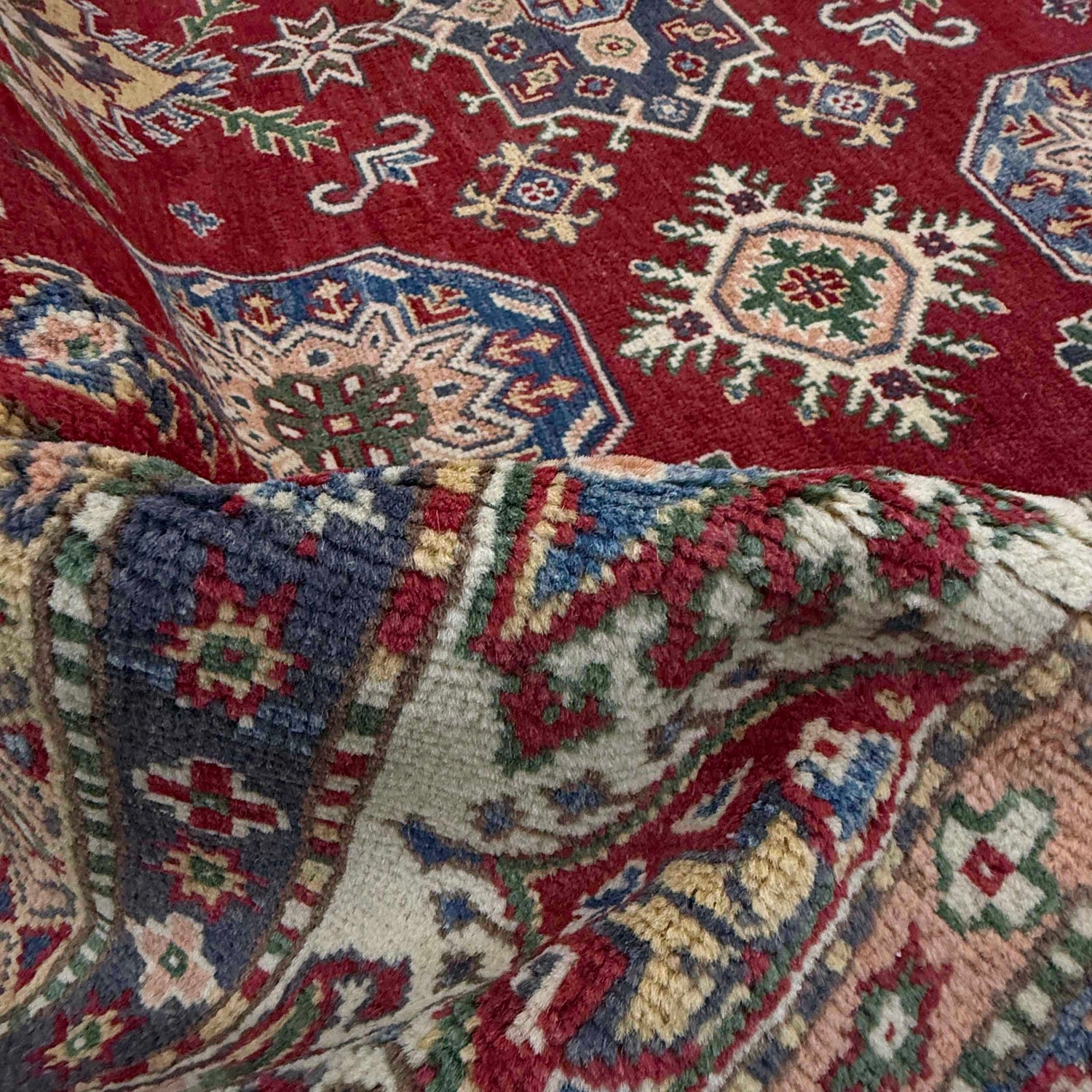 Kazak Rug Handmade Red Medallion 7x10 ft