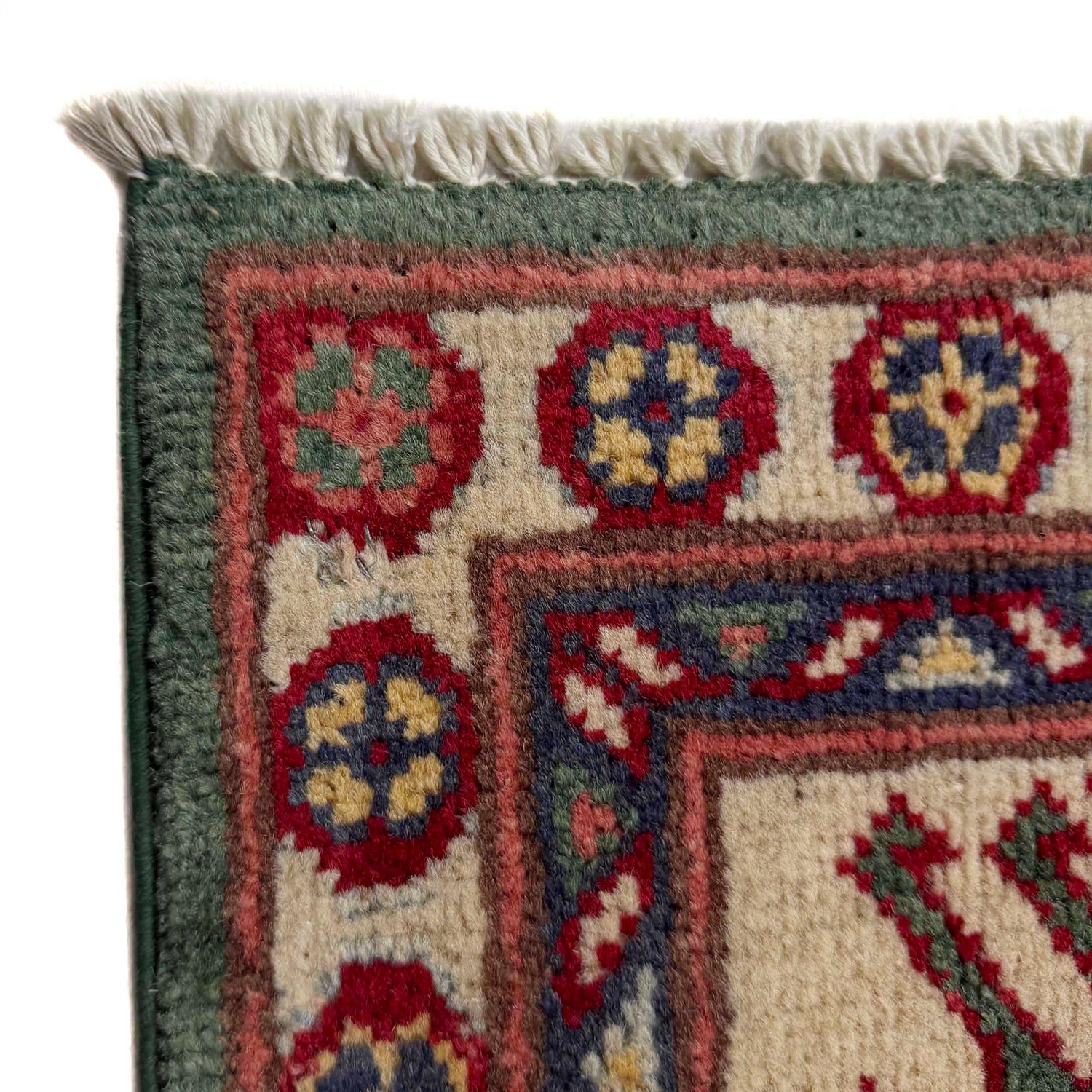 Kazak Rug Handmade Green Medallion 7x10 ft