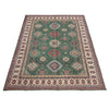 Kazak Rug Handmade Green Medallion 7x10 ft