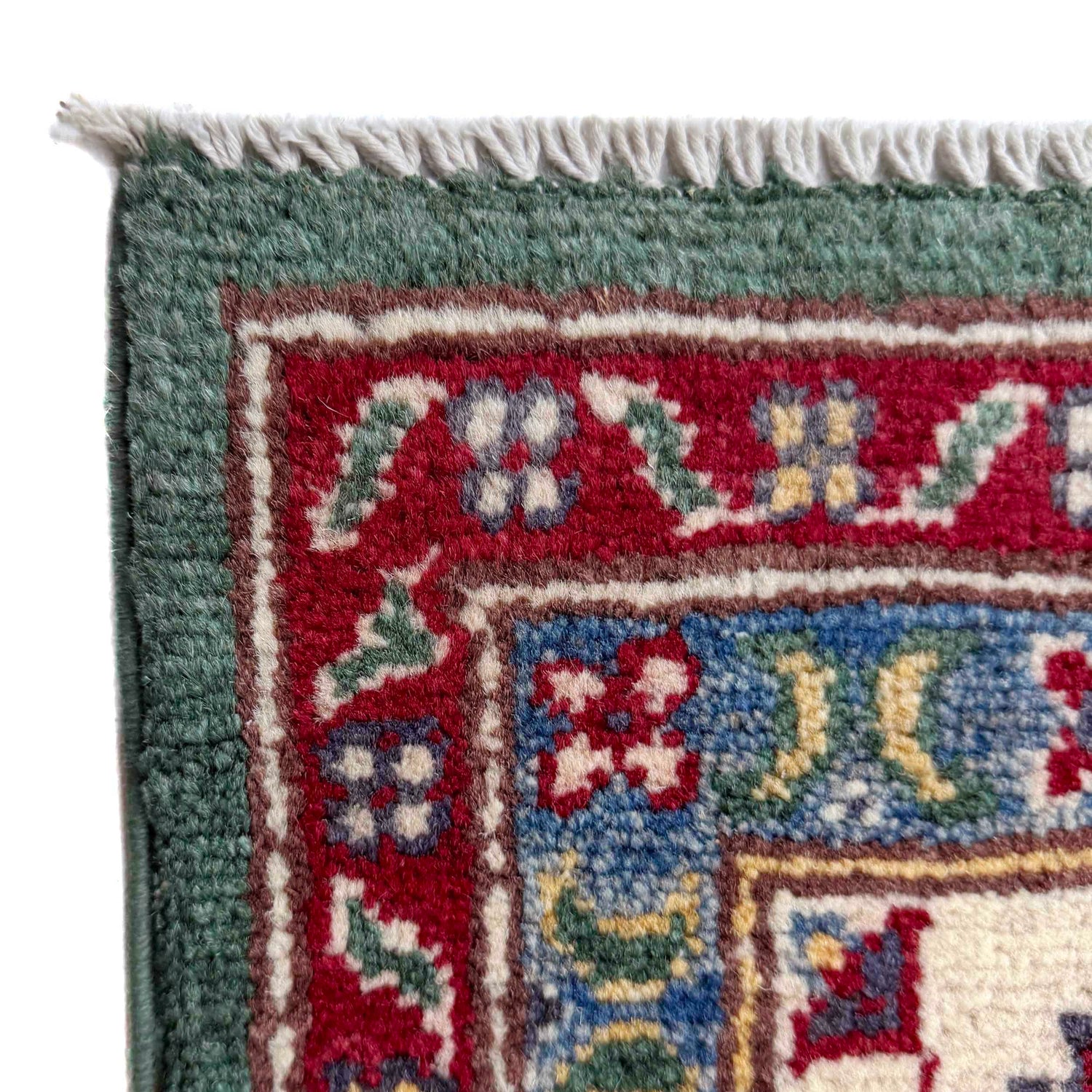 Kazak Rug Handmade Green Medallion 7x10 ft