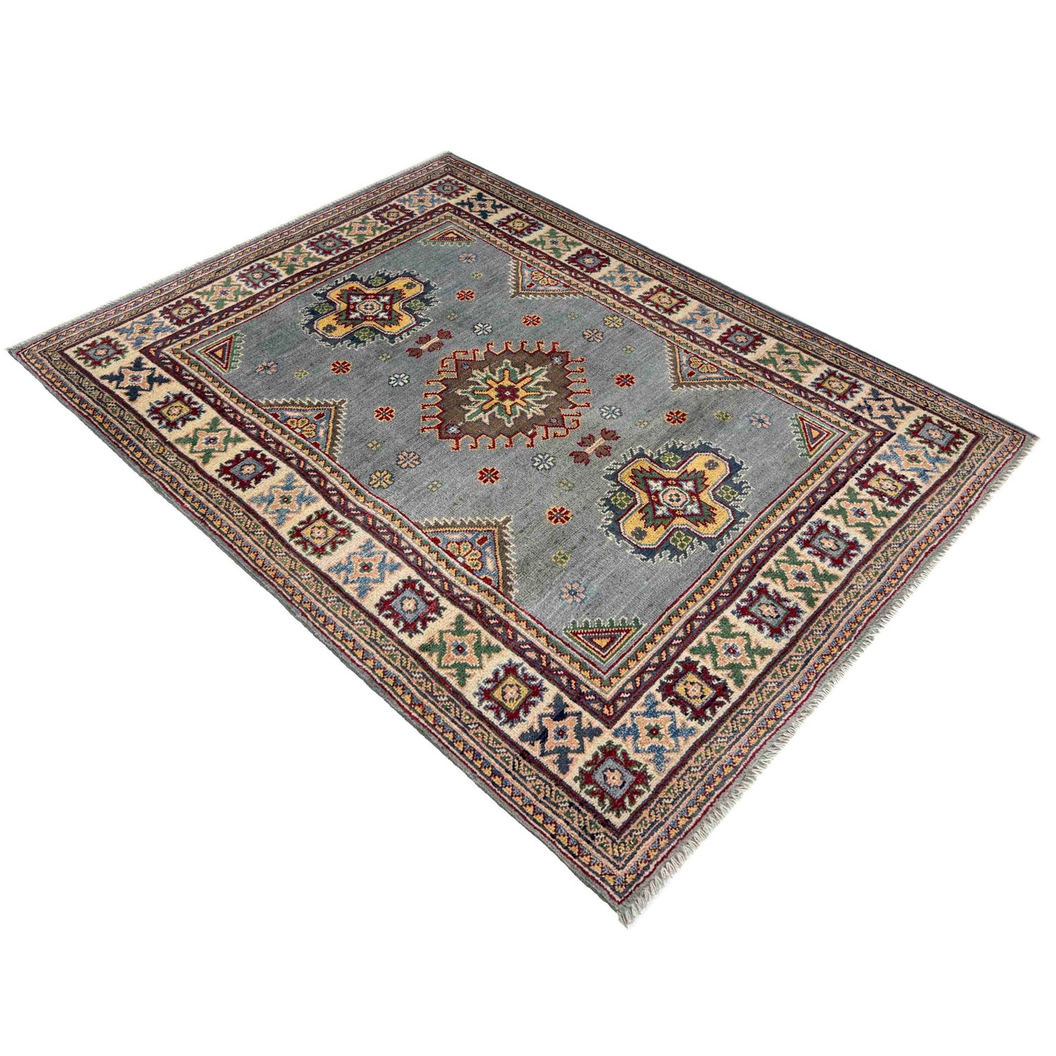 Kazak Rug Handmade Blue Medallion 3x5 ft