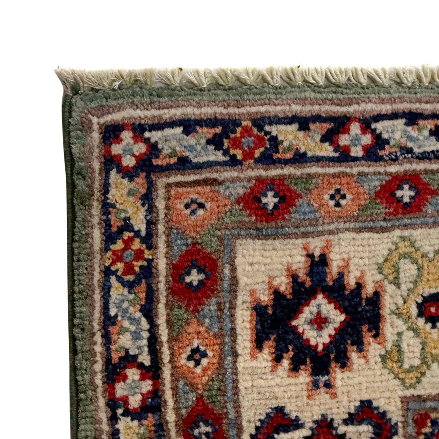 Kazak Rug Handmade Green Medallion 3x5 ft