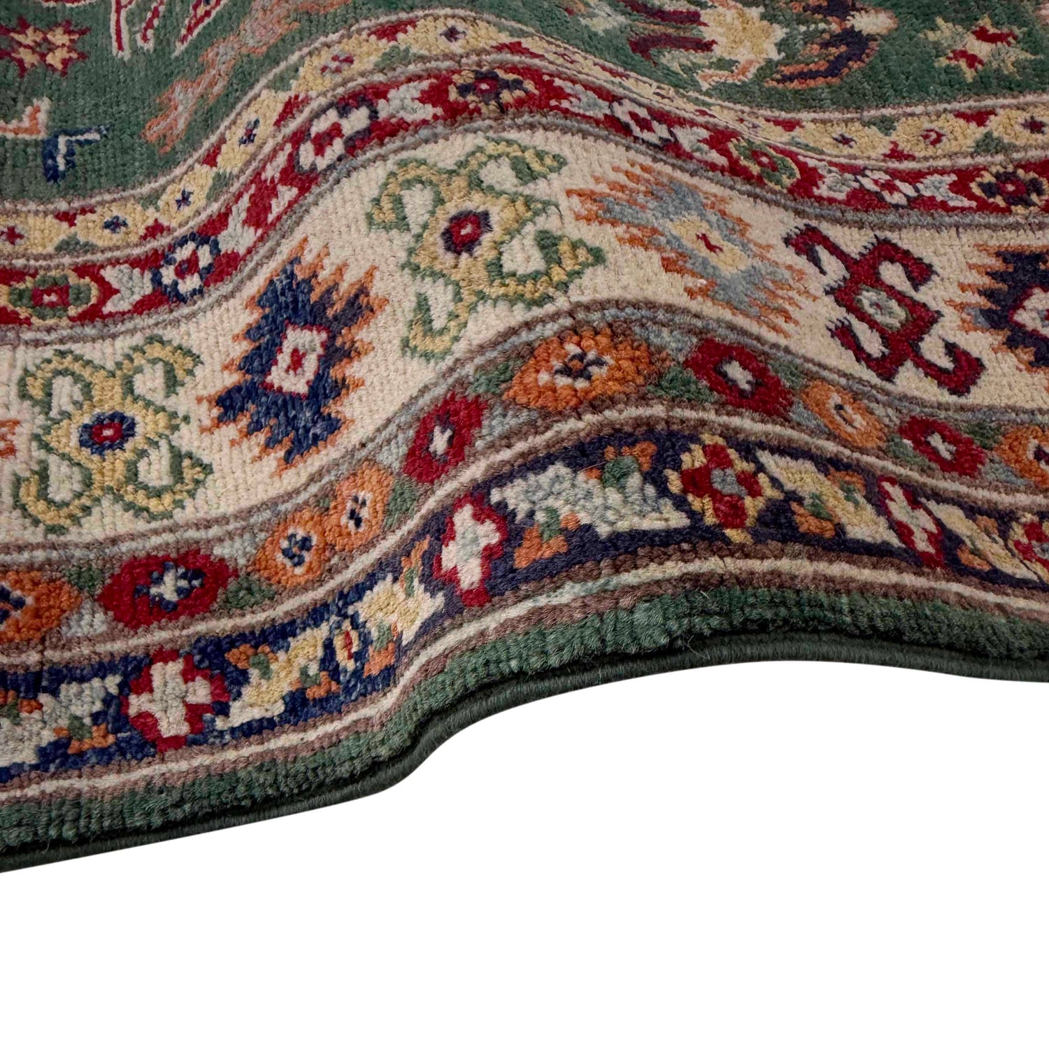 Kazak Rug Handmade Green Medallion 3x5 ft