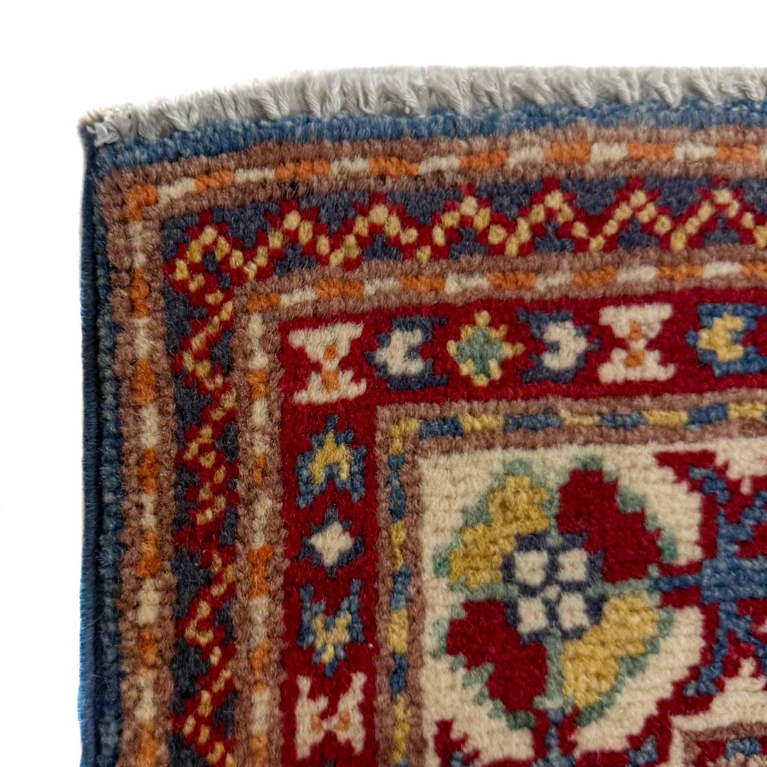 Kazak Rug Handmade Blue Medallion 2x4 ft