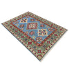 Kazak Rug Handmade Blue Medallion 2x4 ft