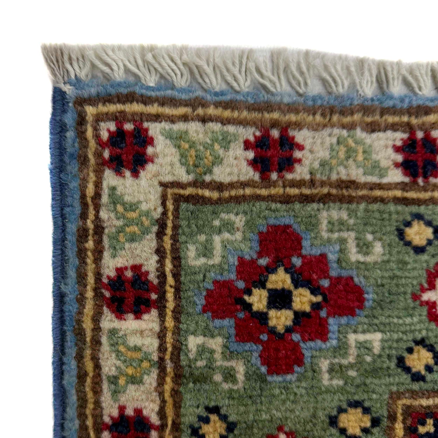 Kazak Rug Handmade Blue Medallion 2x4 ft