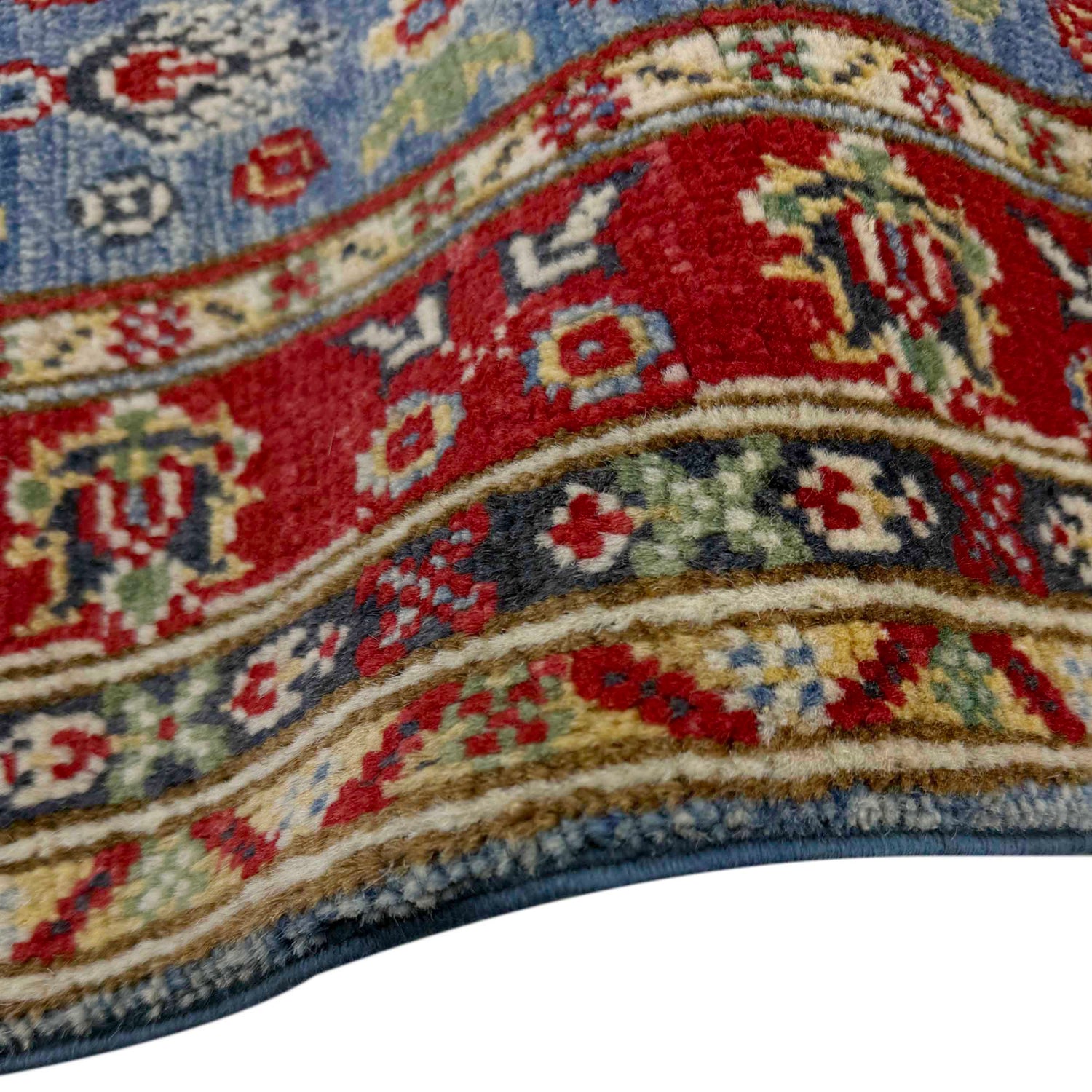 Kazak Rug Handmade Blue Medallion 2x4 ft