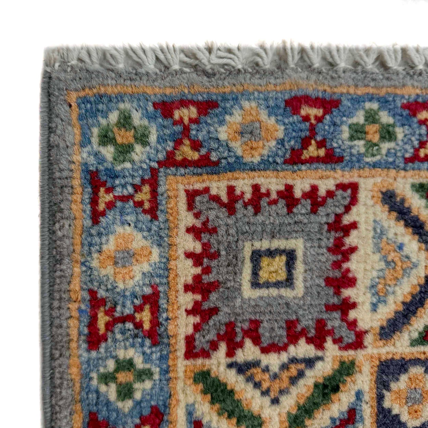 Kazak Rug Handmade Gray Medallion 2x4 ft
