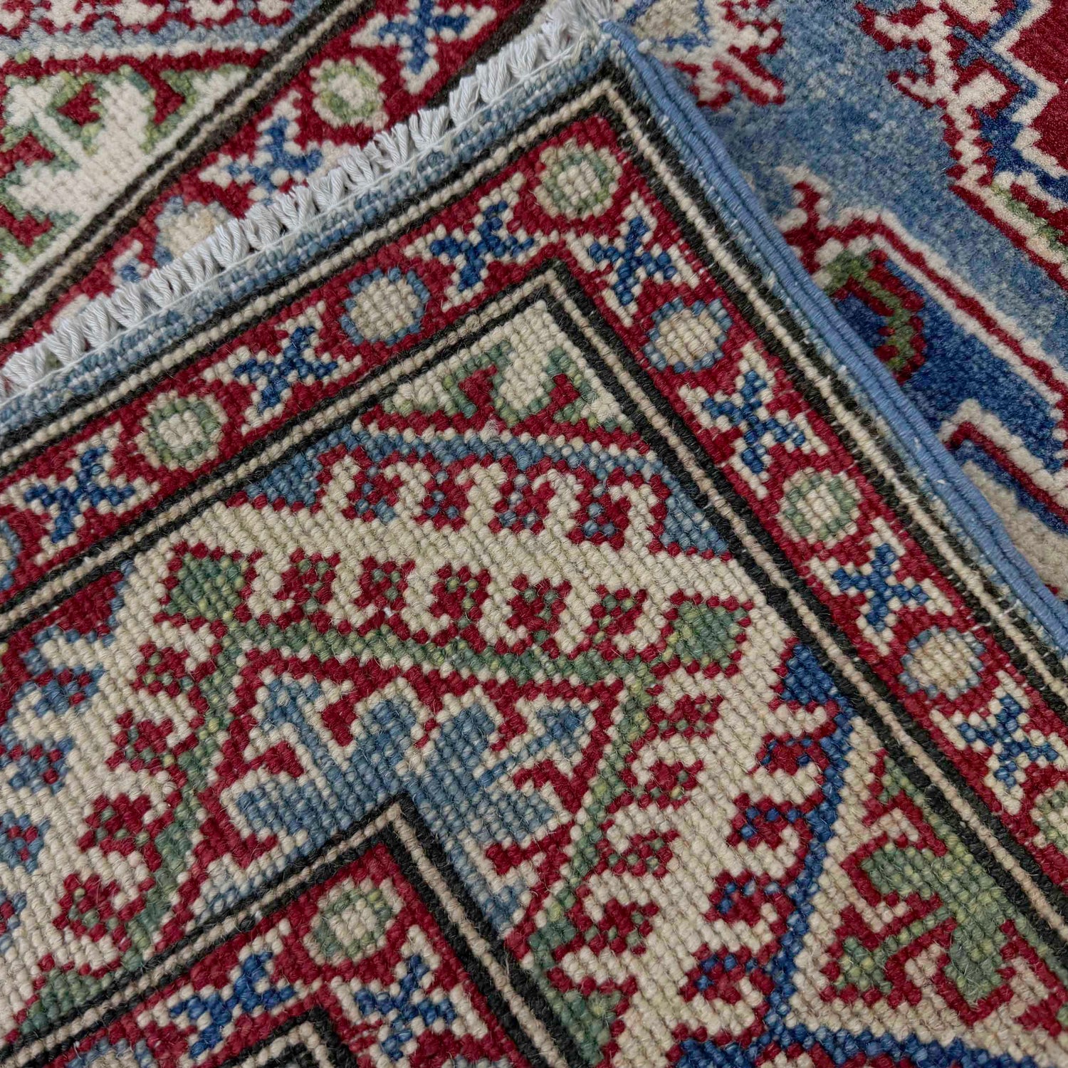 Kazak Rug Handmade Blue Medallion 2x4 ft