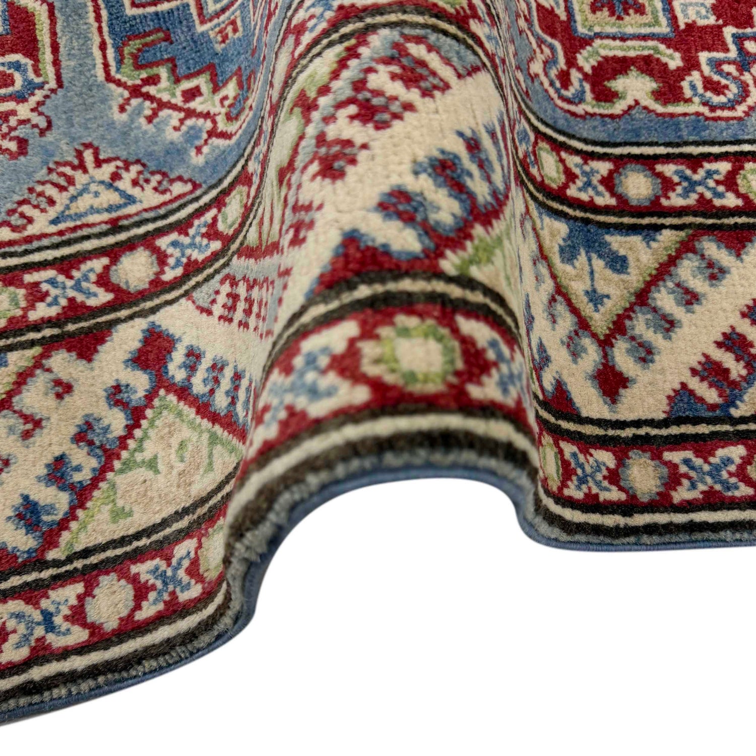 Kazak Rug Handmade Blue Medallion 2x4 ft