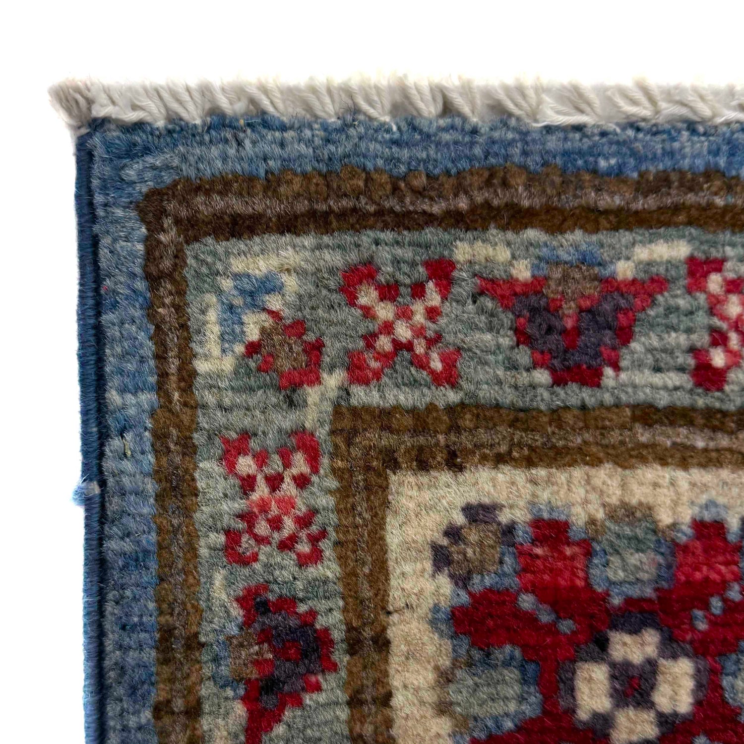 Kazak Rug Handmade Blue Medallion 2x4 ft