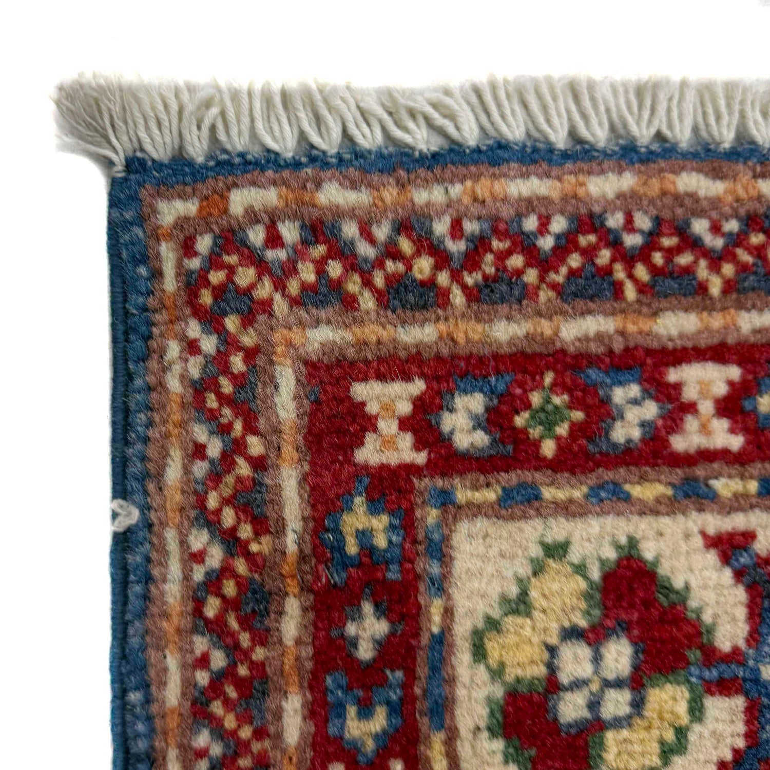 Kazak Rug Handmade Blue Medallion 2x4 ft