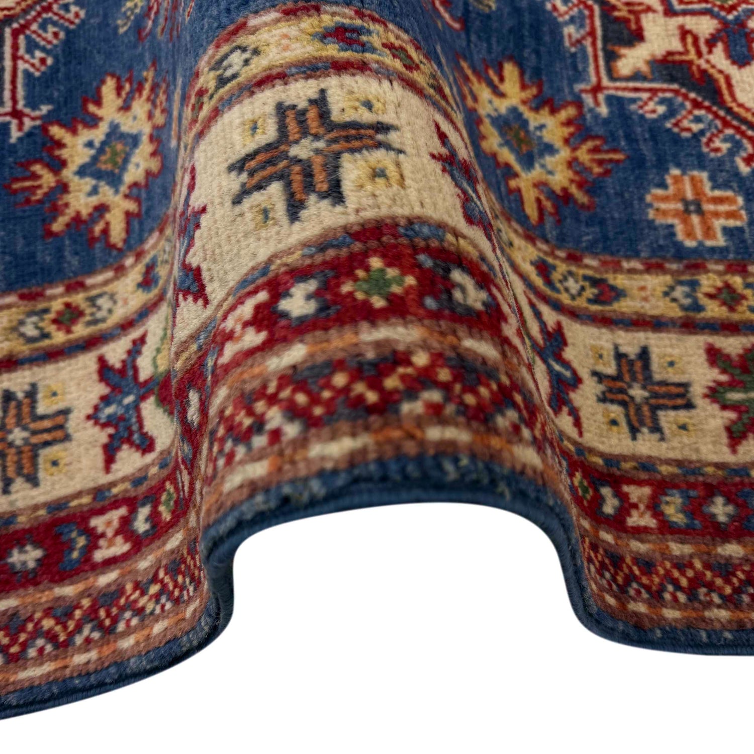 Kazak Rug Handmade Blue Medallion 2x4 ft