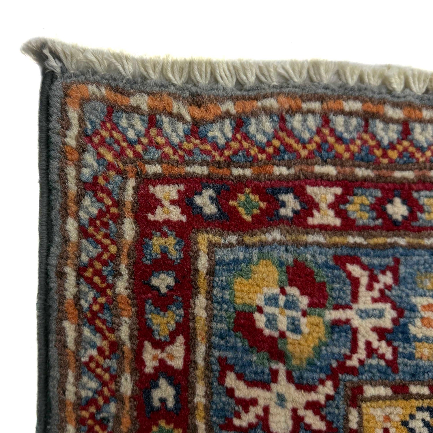 Kazak Rug Handmade Gray Medallion 2x4 ft