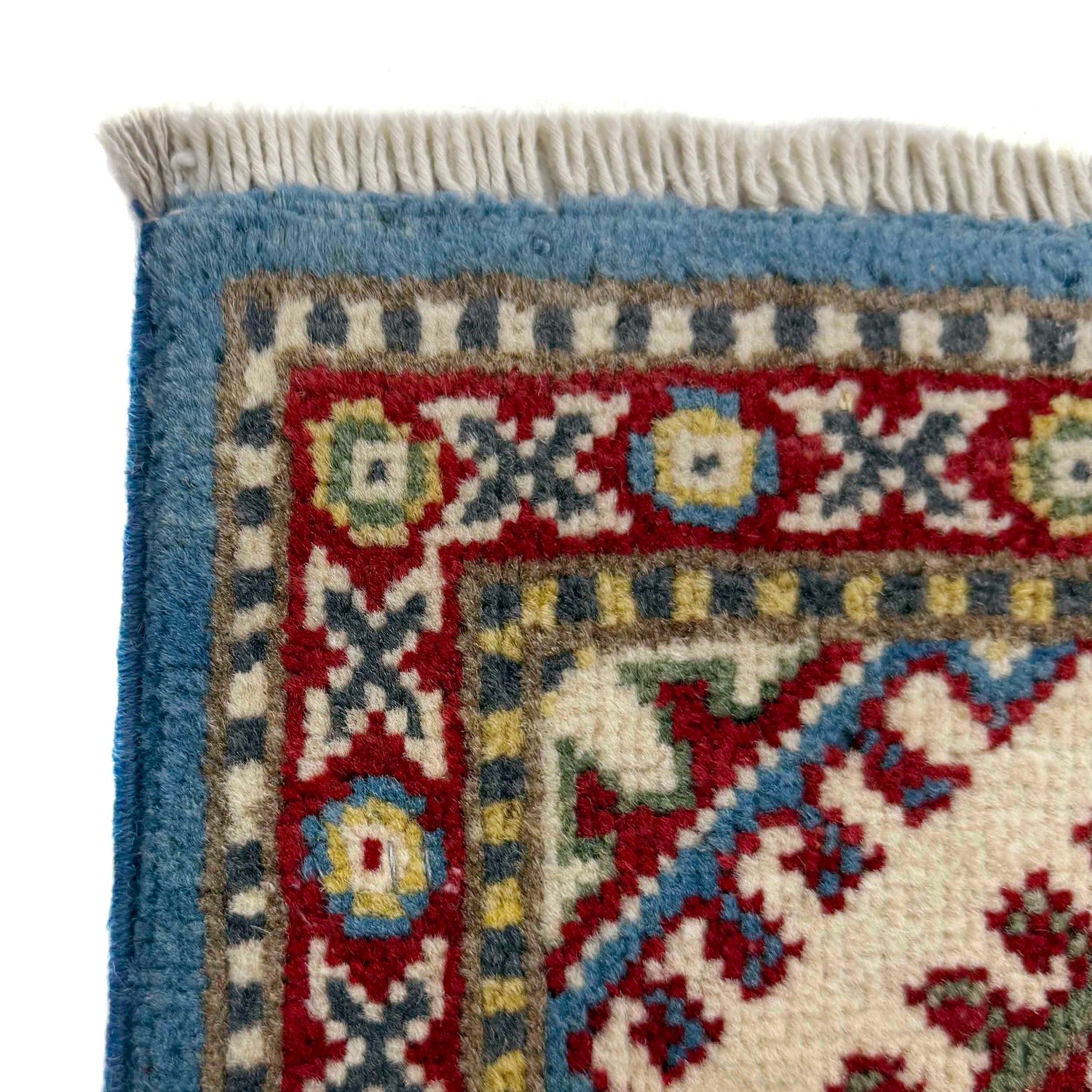 Kazak Rug Handmade Blue Medallion 2x4 ft
