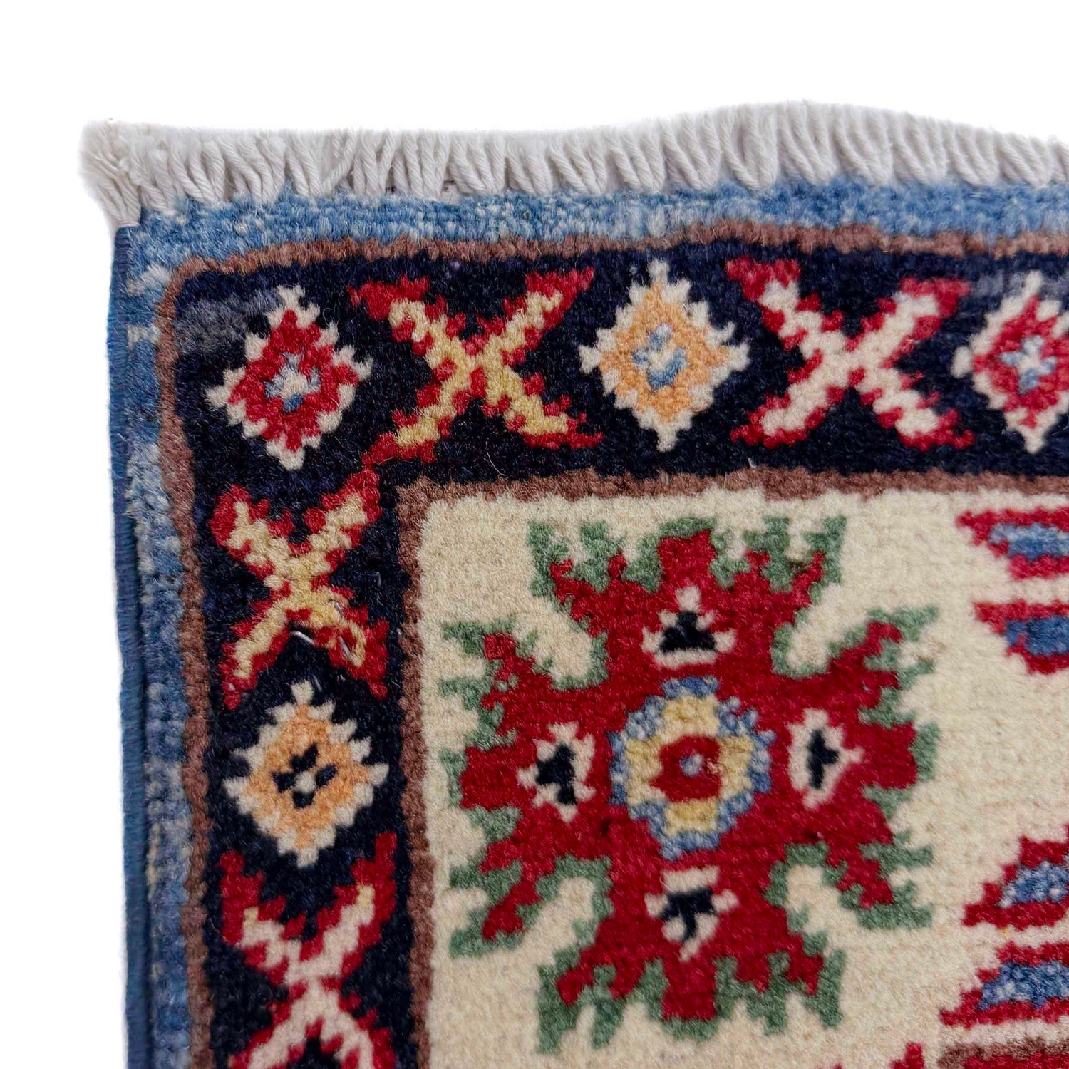 Kazak Rug Handmade Blue Medallion 2x4 ft