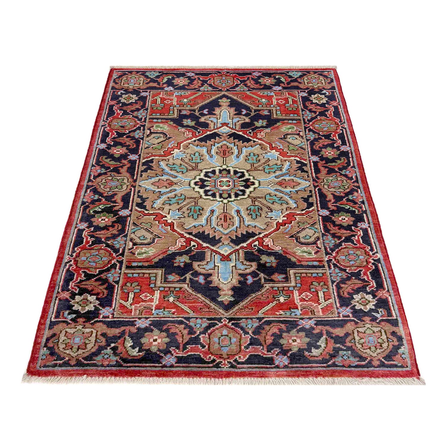 Heriz Area Rug Handmade Multi Medallion 2x4 ft