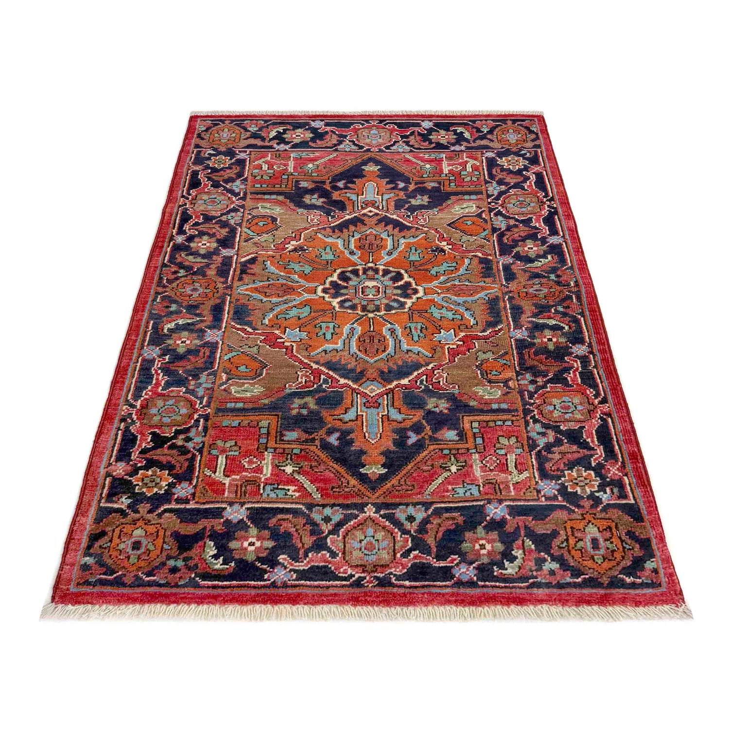 Heriz Area Rug Handmade Multi Medallion 2x4 ft