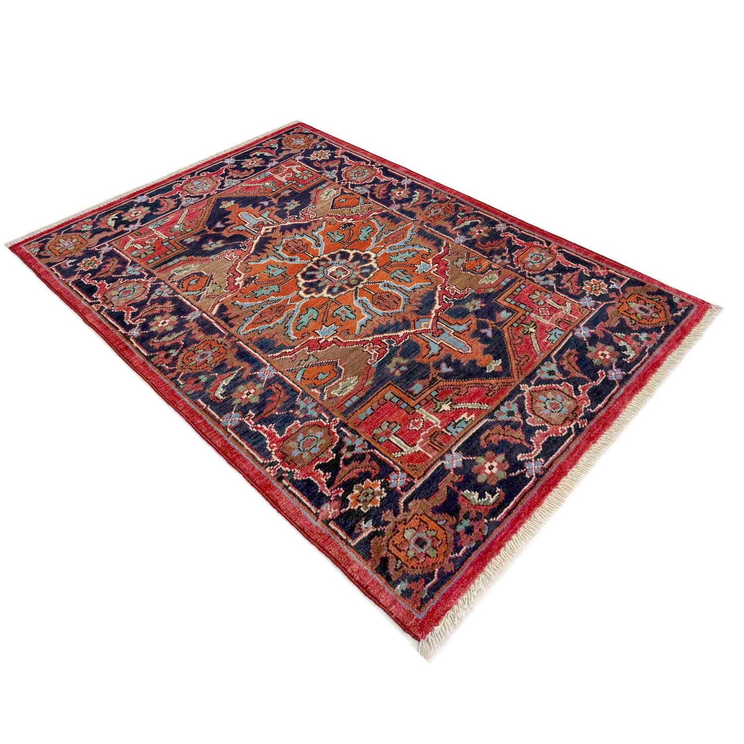 Heriz Area Rug Handmade Multi Medallion 2x4 ft
