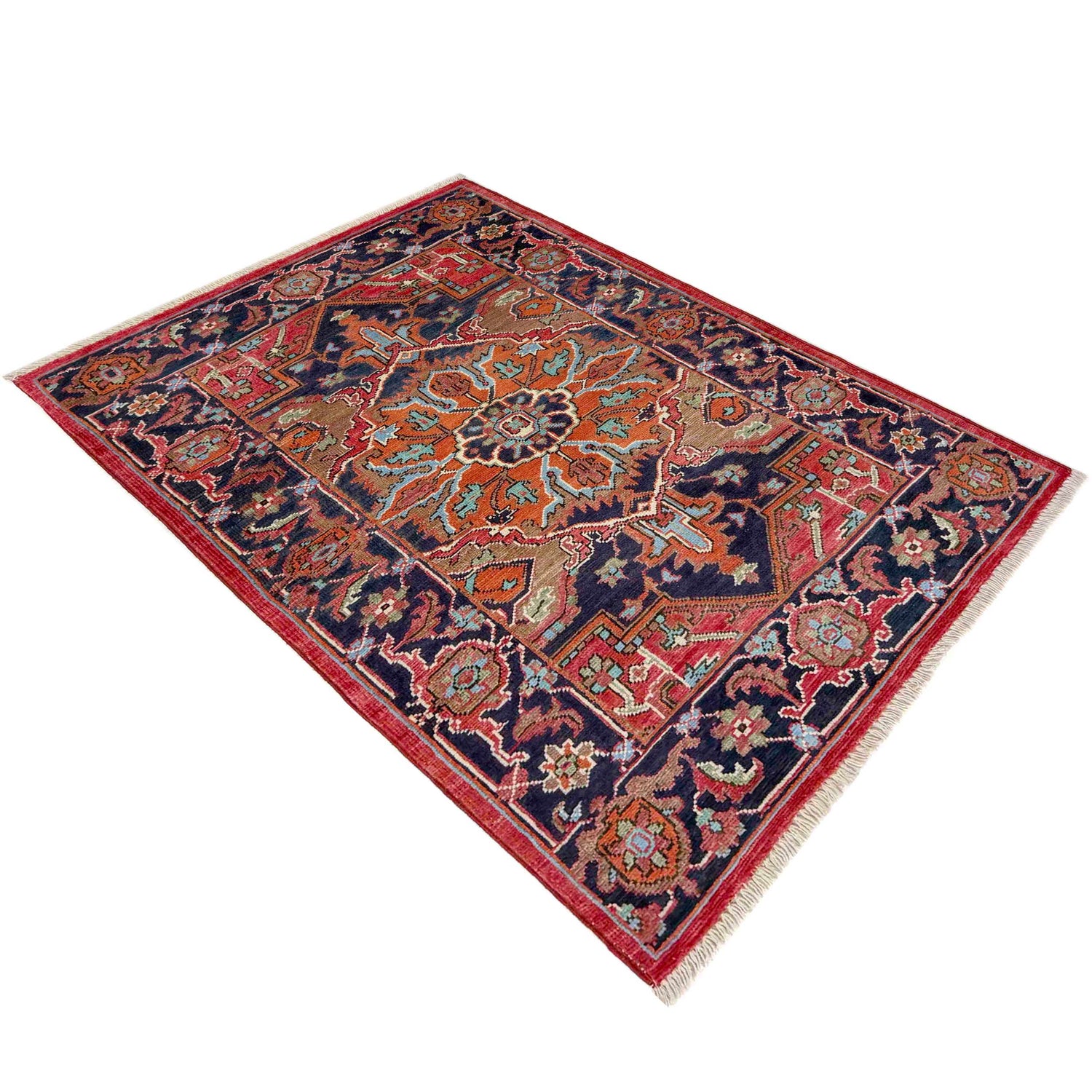Heriz Area Rug Handmade Multi Medallion 2x4 ft