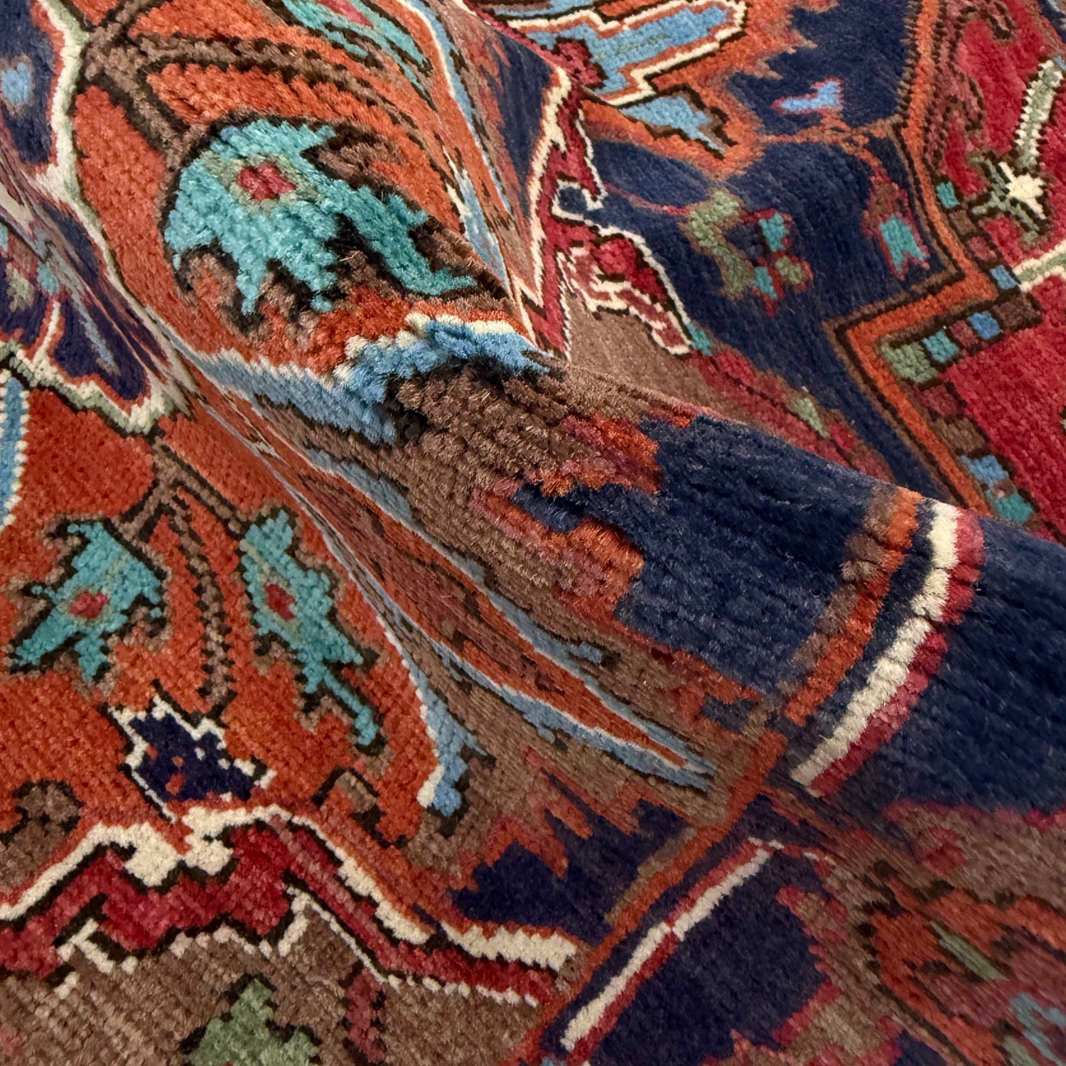 Heriz Area Rug Handmade Multi Medallion 2x4 ft