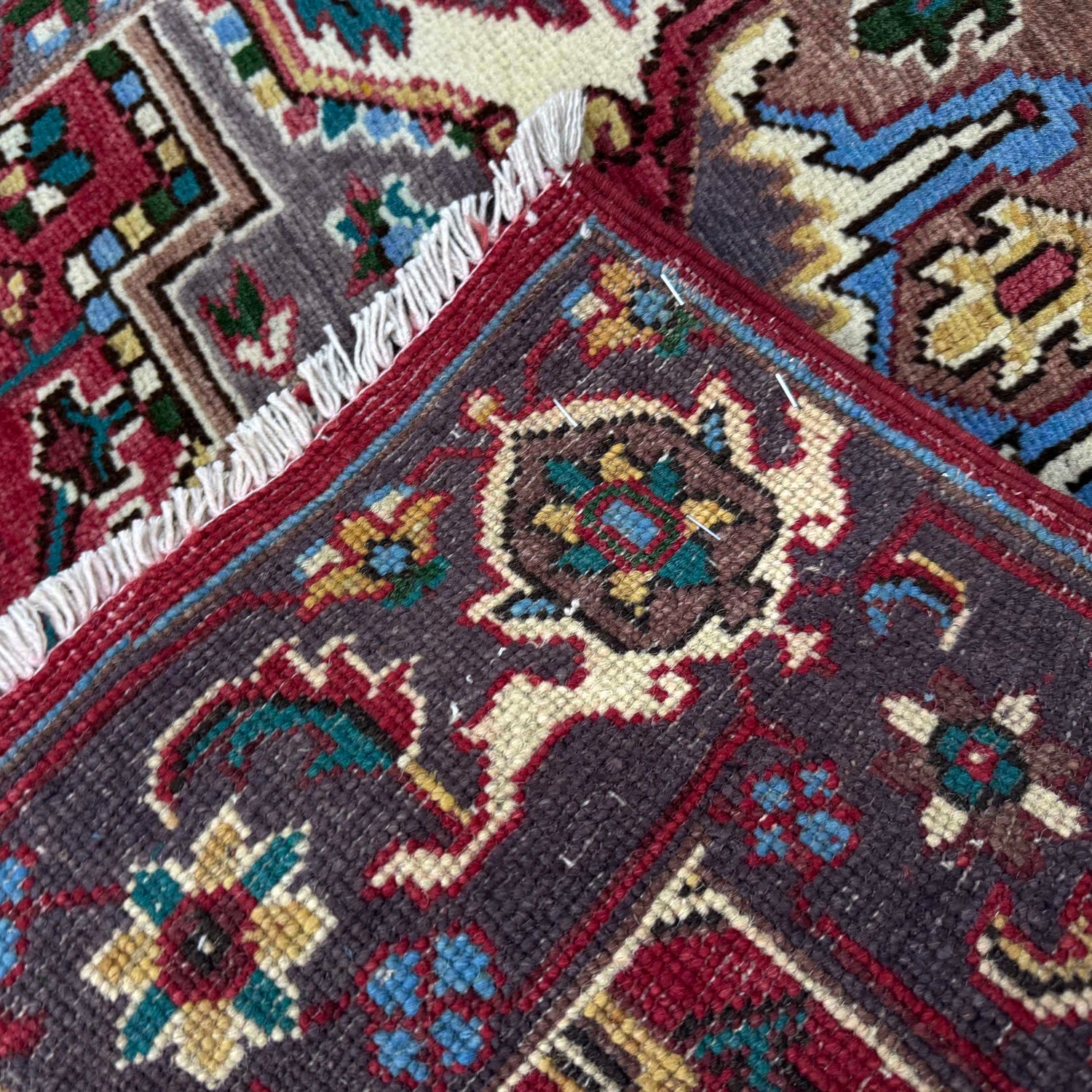 Heriz Area Rug Handmade Multi Medallion 2x4 ft