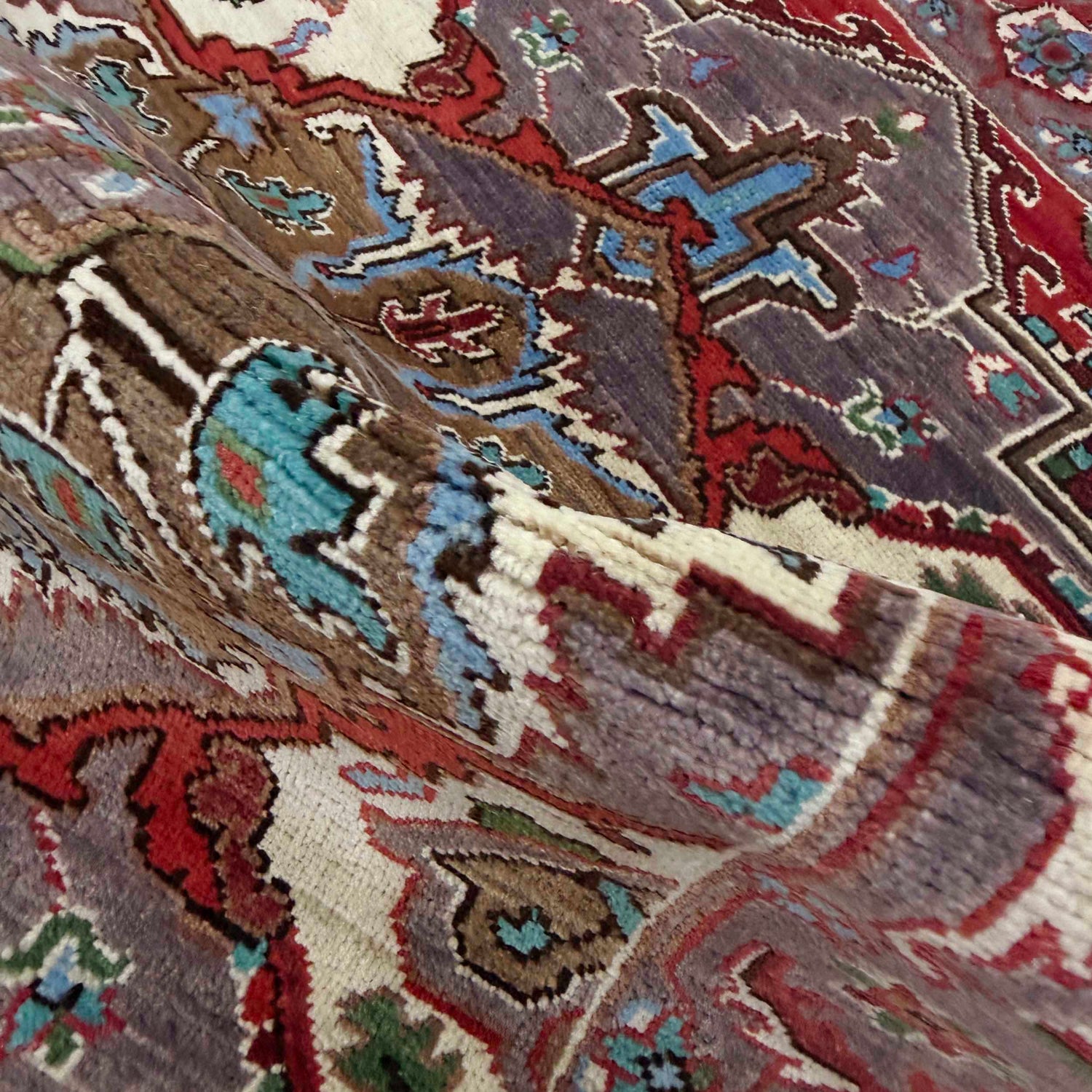 Heriz Area Rug Handmade Multi Medallion 2x4 ft