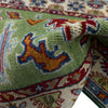 Kazak Rug Handmade Green Medallion 3x5 ft