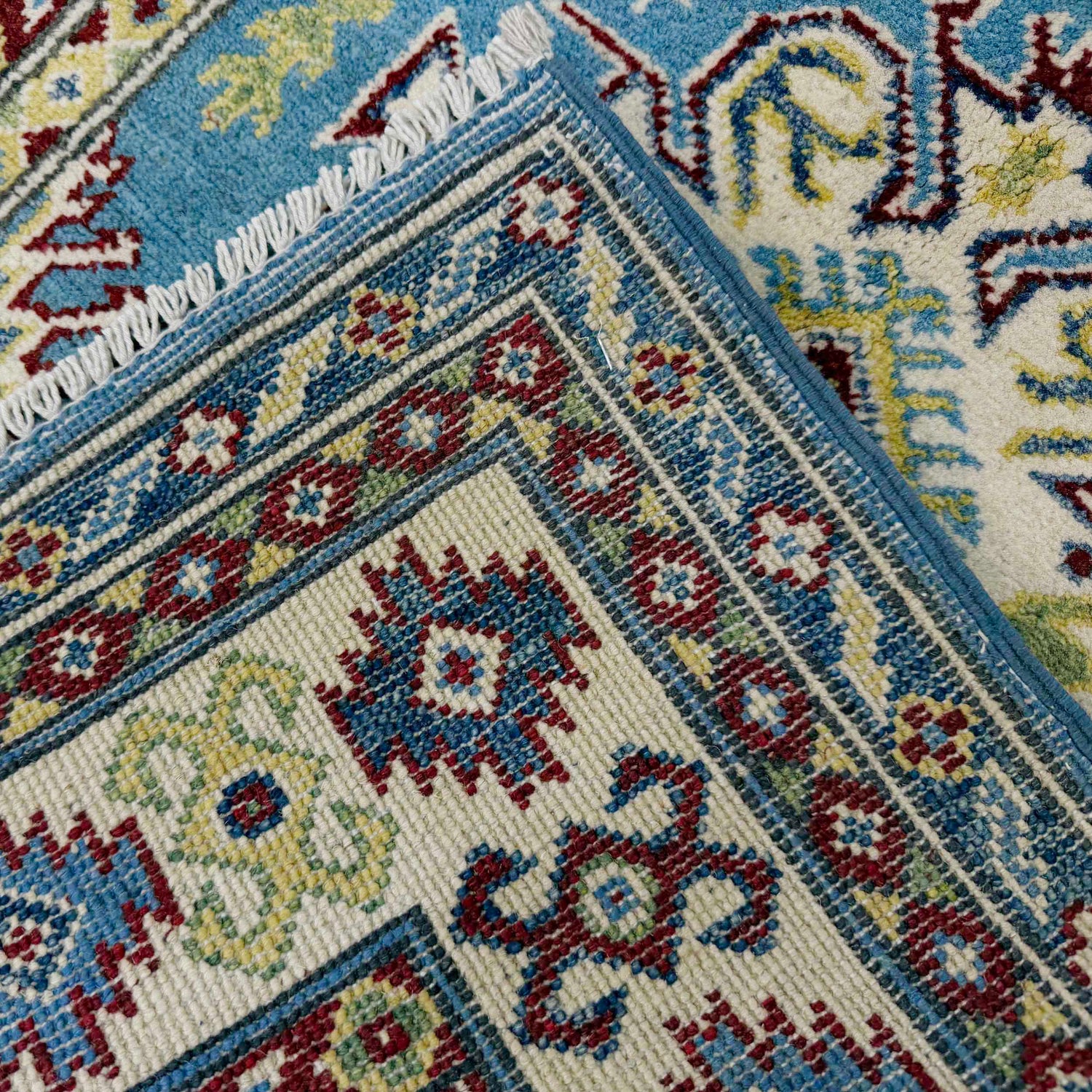 Kazak Rug Handmade Blue Medallion 3x5 ft