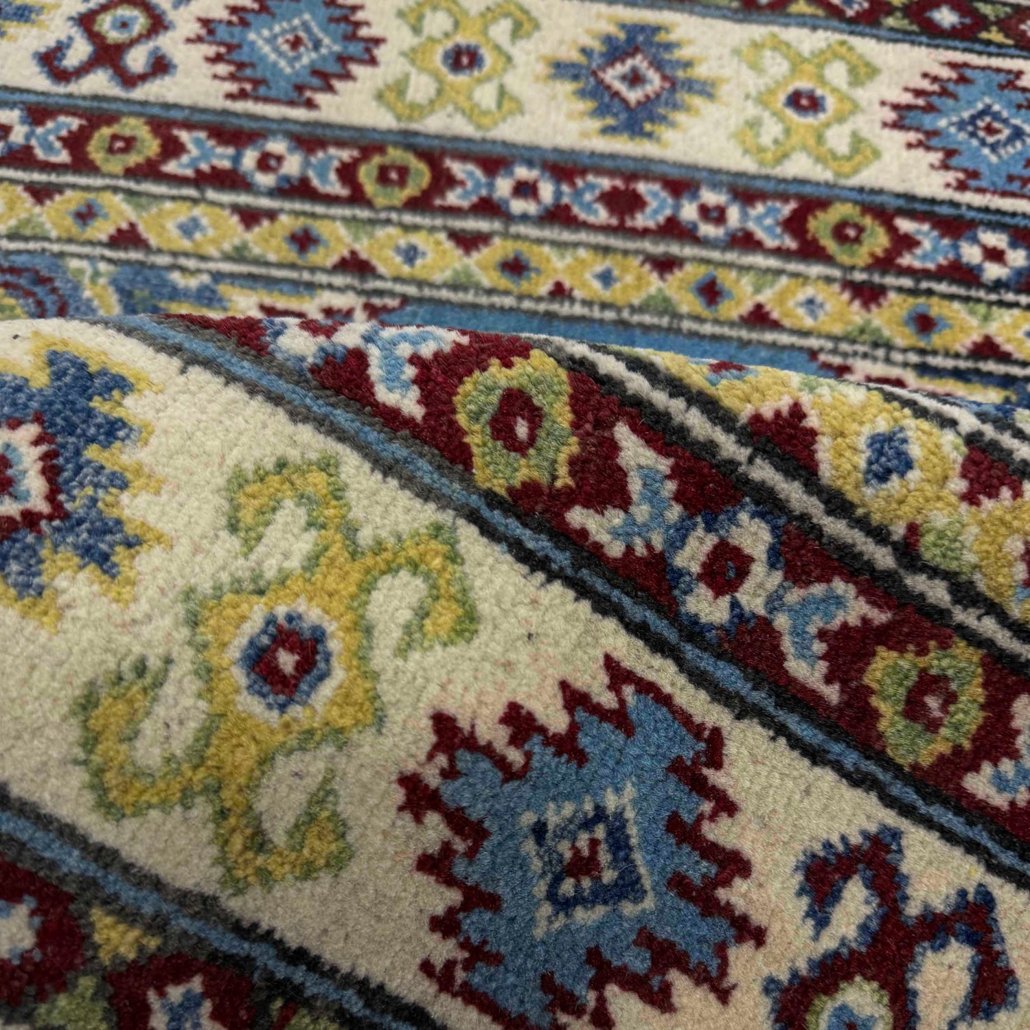 Kazak Rug Handmade Blue Medallion 3x5 ft