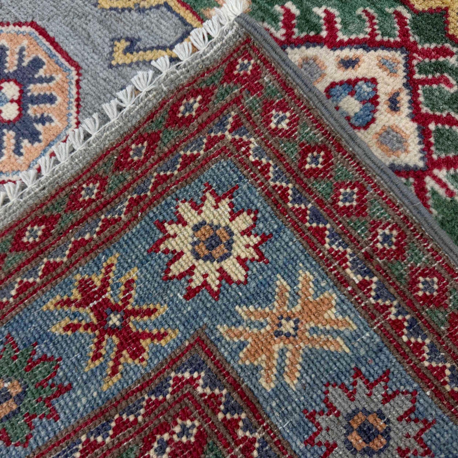 Kazak Rug Handmade Gray Medallion 3x5 ft
