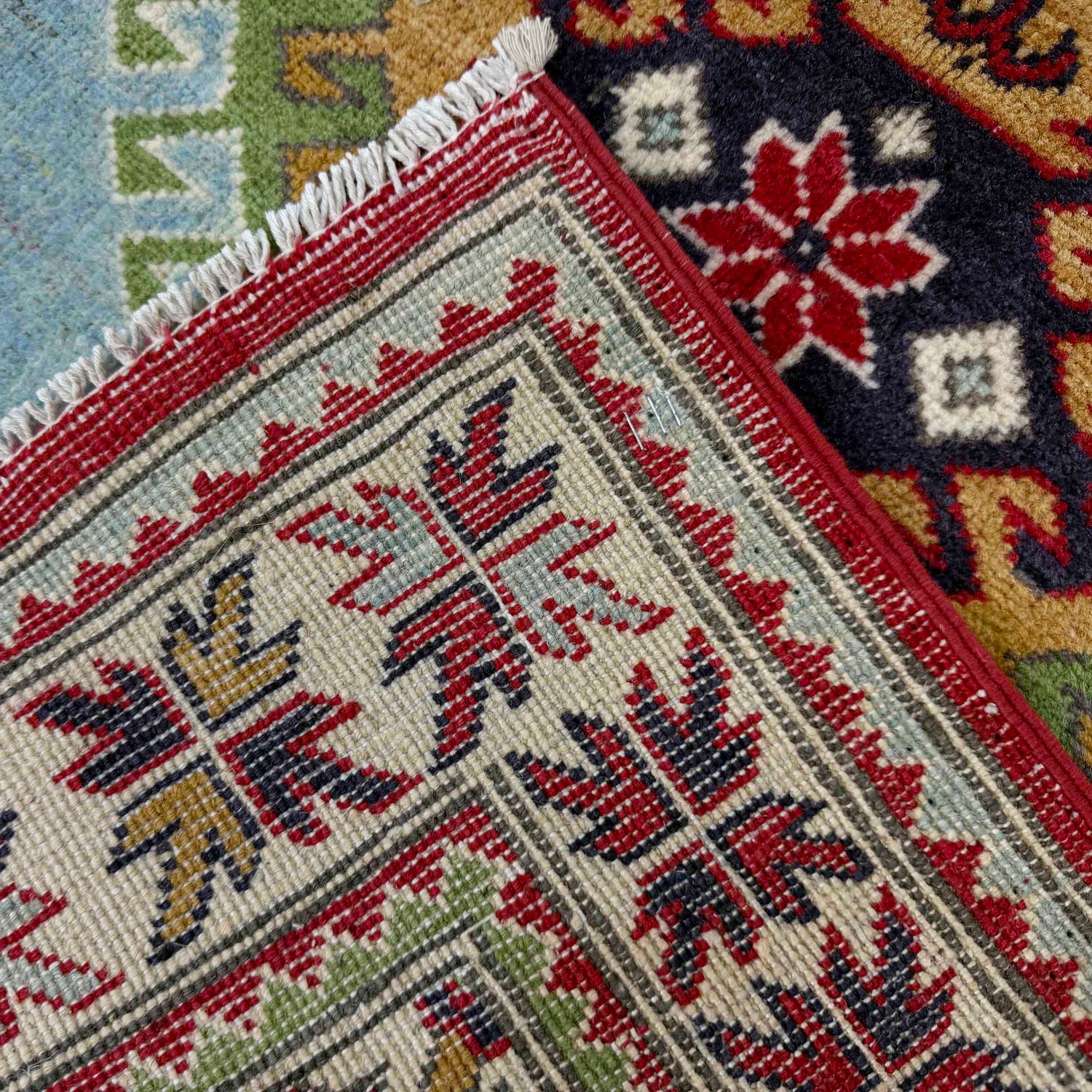 Kazak Rug Handmade Blue Medallion 3x5 ft
