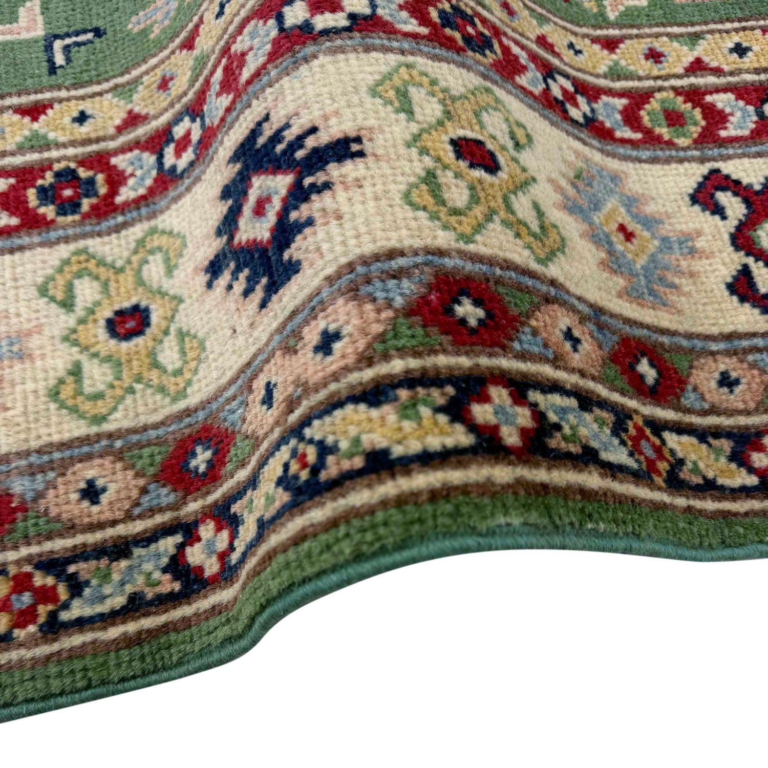 Kazak Rug Handmade Green Medallion 3x5 ft