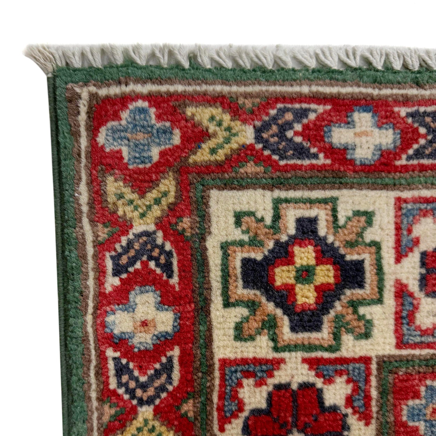 Kazak Rug Handmade Green Medallion 3x5 ft