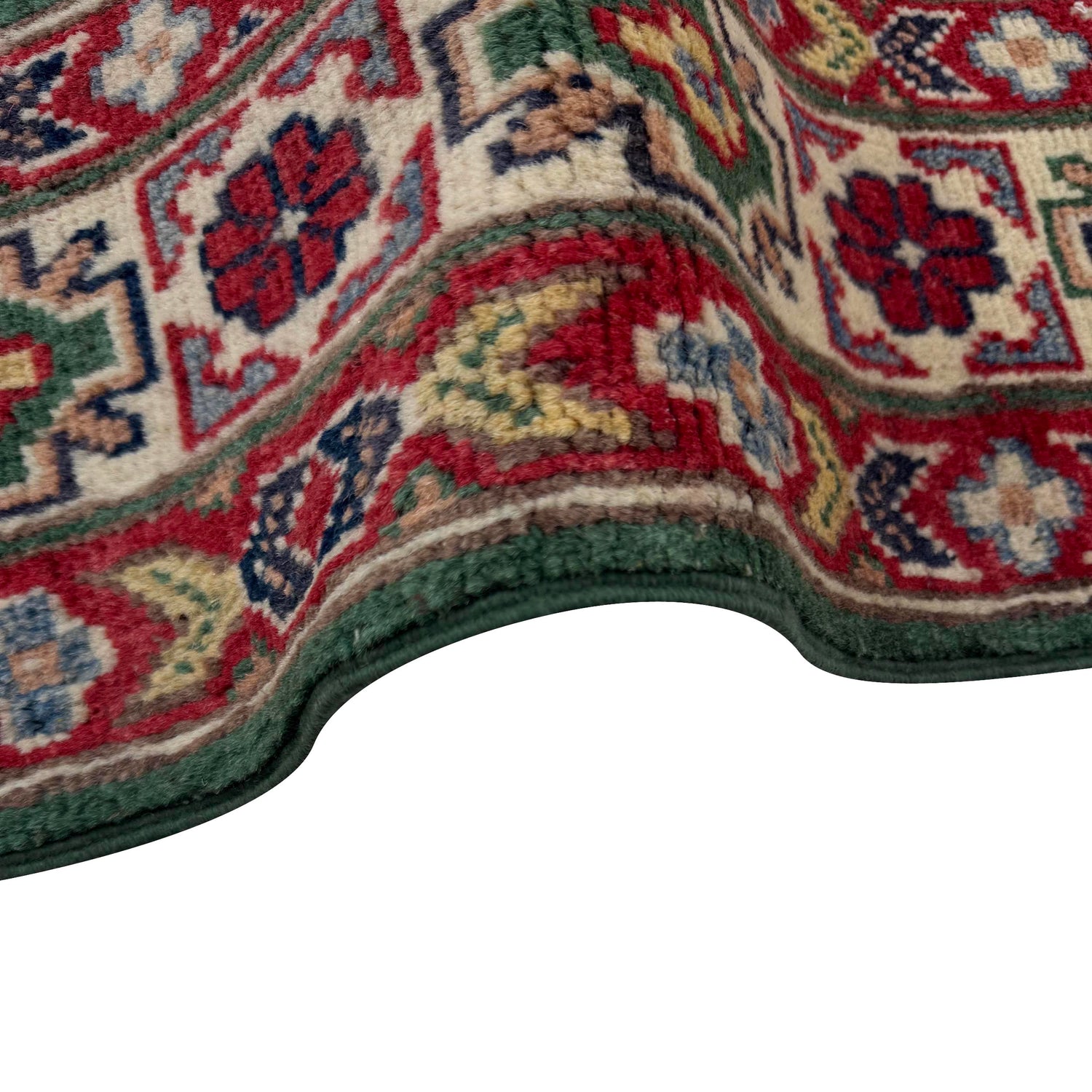 Kazak Rug Handmade Green Medallion 3x5 ft