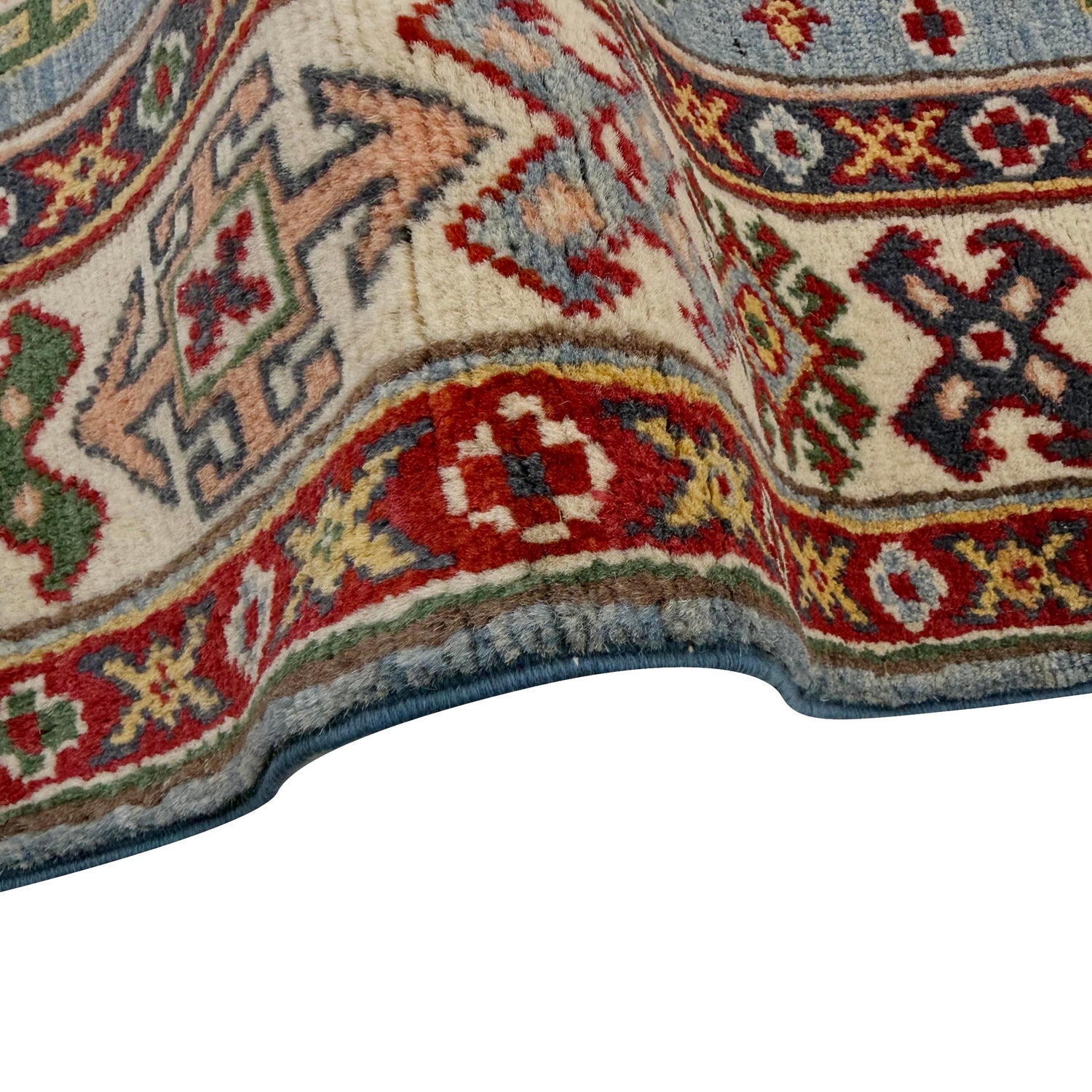 Kazak Rug Handmade Blue Medallion 3x5 ft