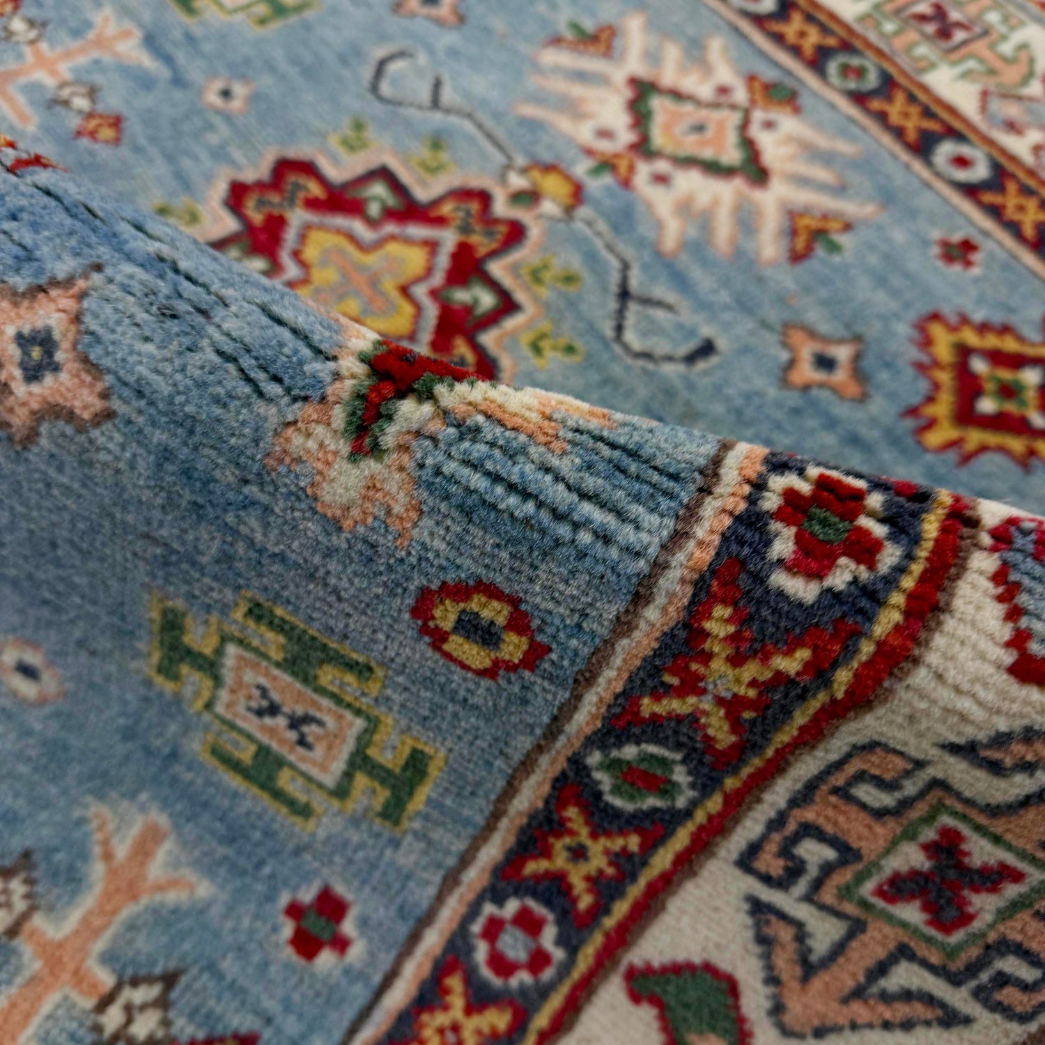 Kazak Rug Handmade Blue Medallion 3x5 ft