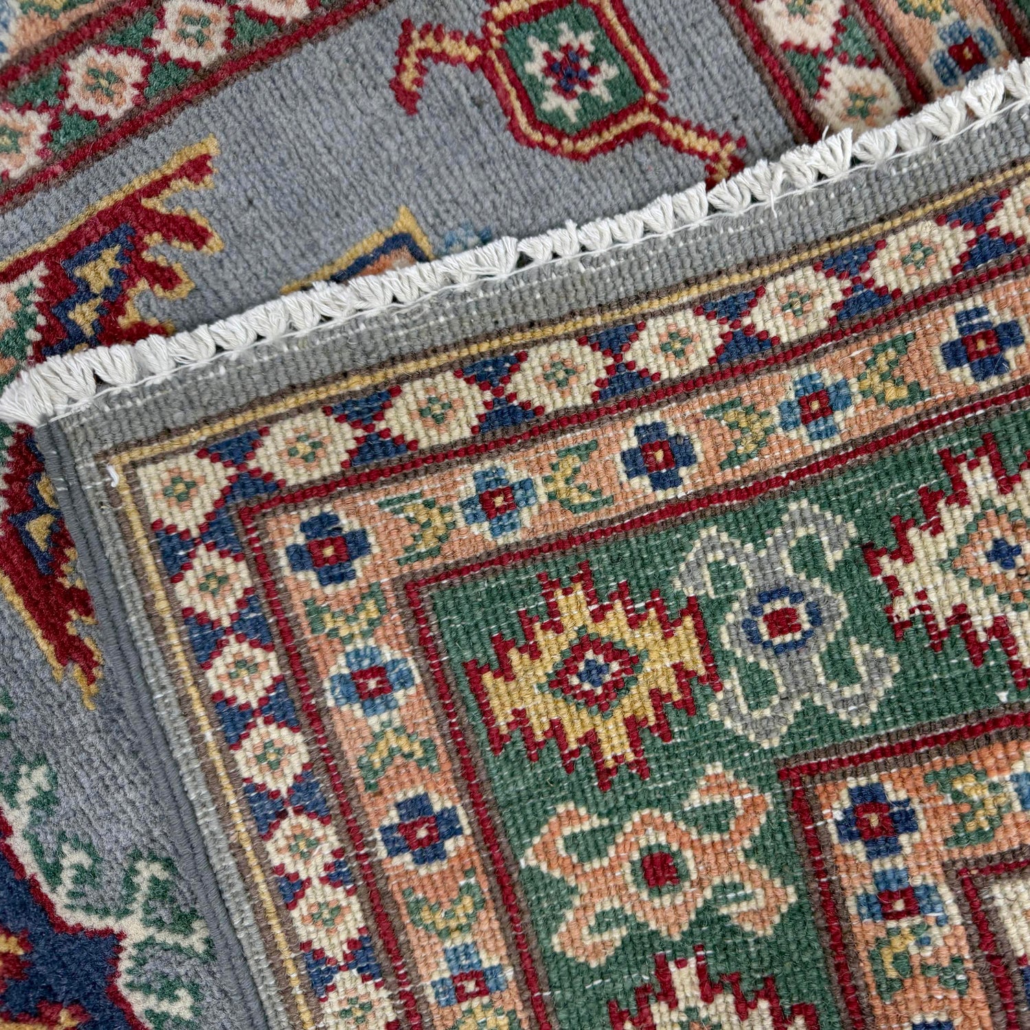 Kazak Rug Handmade Blue Medallion 3x5 ft