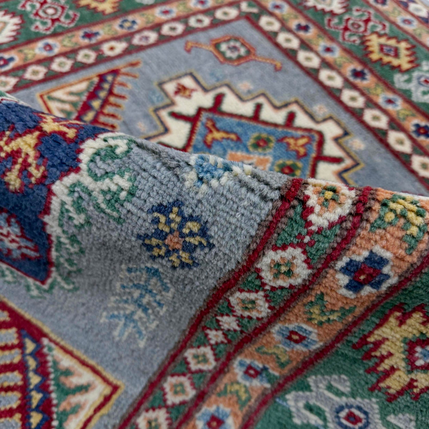 Kazak Rug Handmade Blue Medallion 3x5 ft